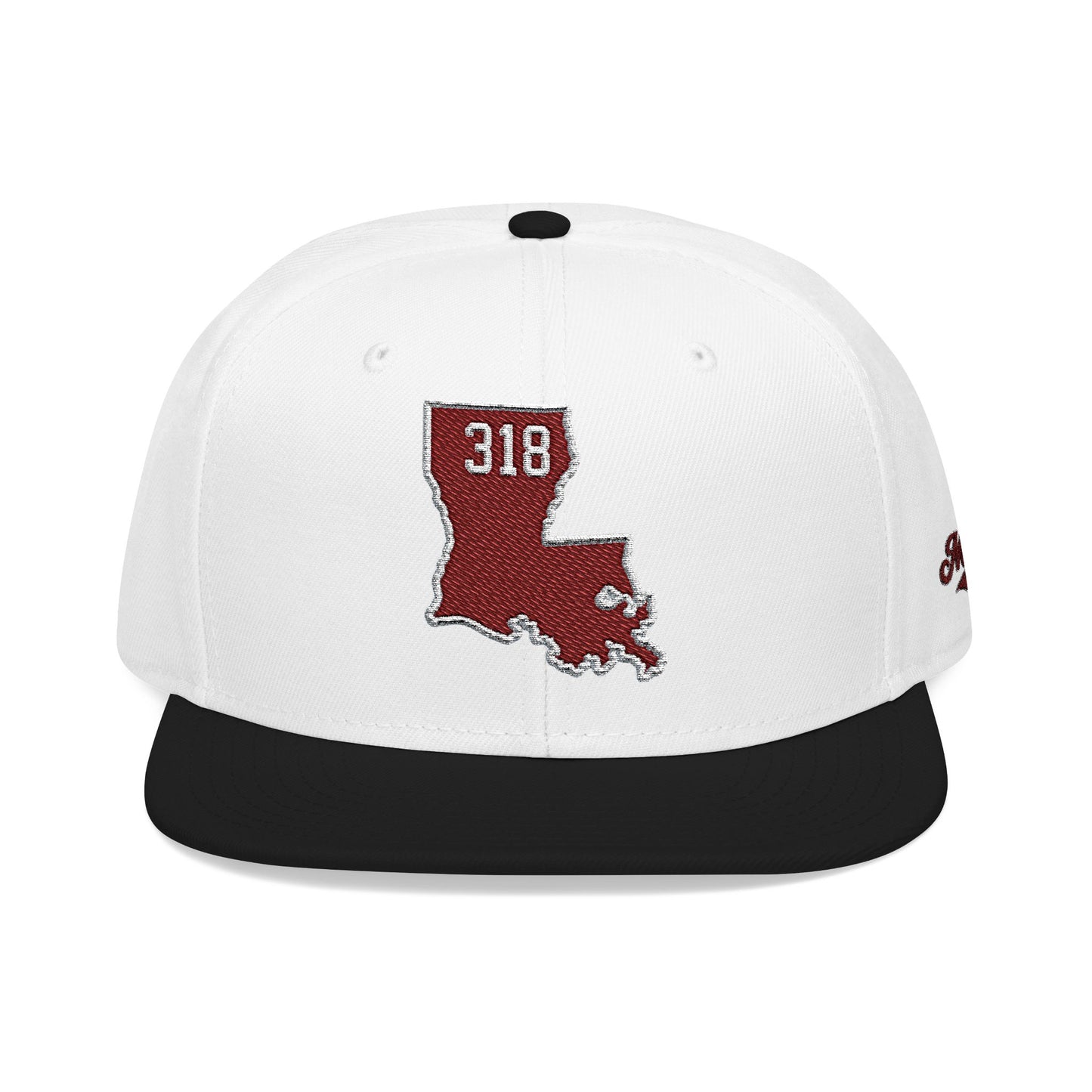 Louisiana Snapback Hat — Maroon Embroidered State Outline Cap