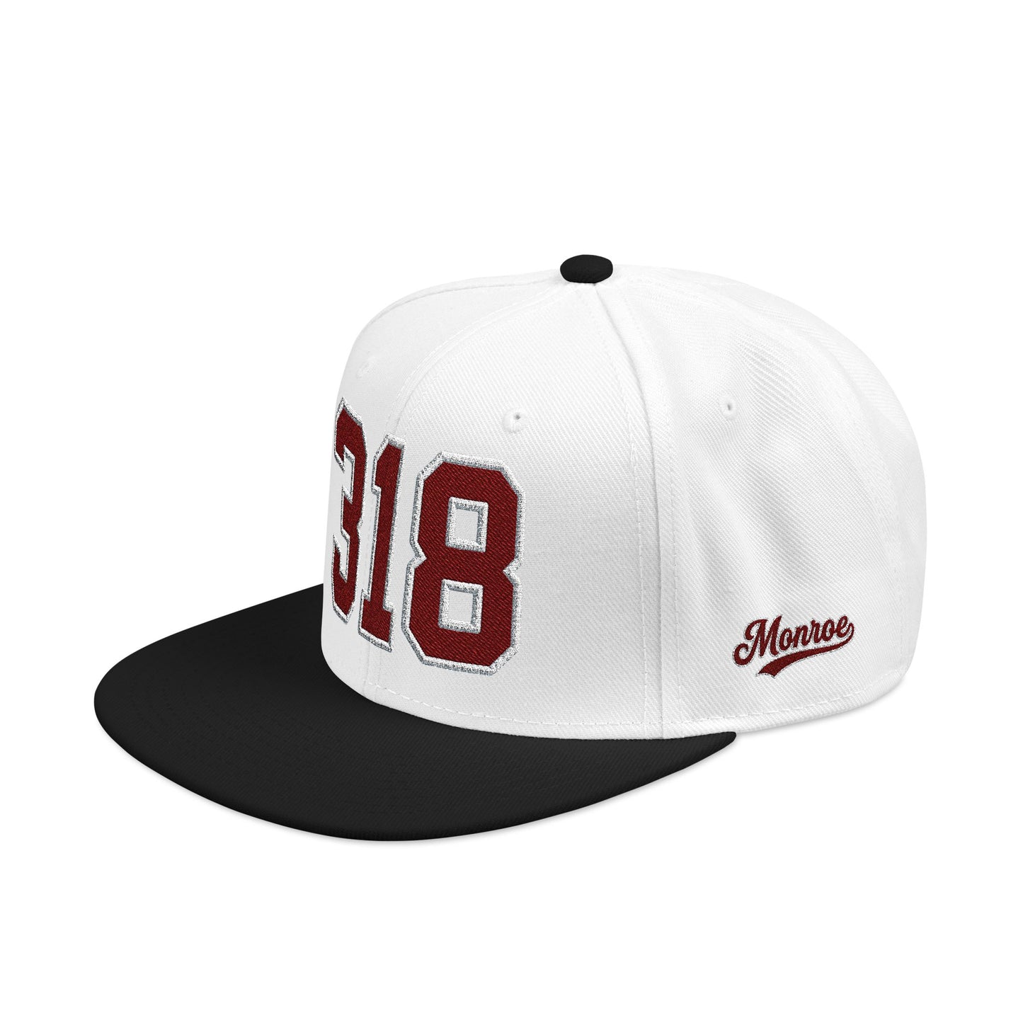 318 Maroon Embroidered Snapback Hat — Vintage Varsity Number Cap