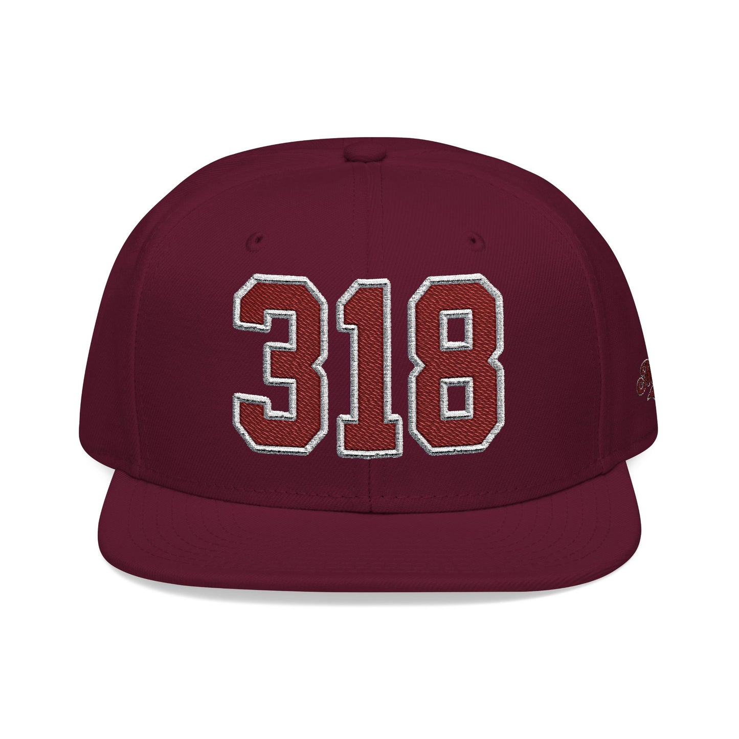 318 Maroon Embroidered Snapback Hat — Vintage Varsity Number Cap