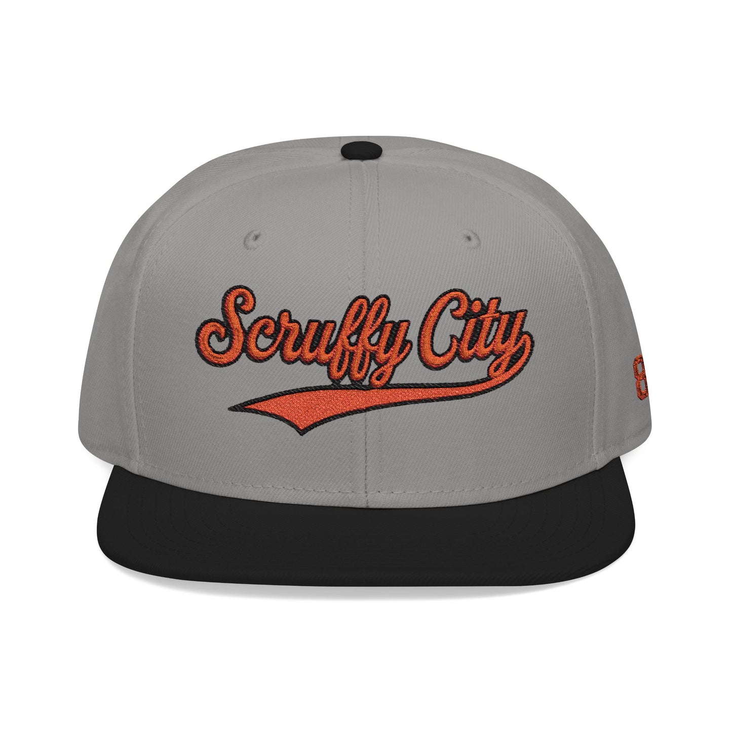 Embroidered 'Scruffy City' Orange Script with 865 Side Patch