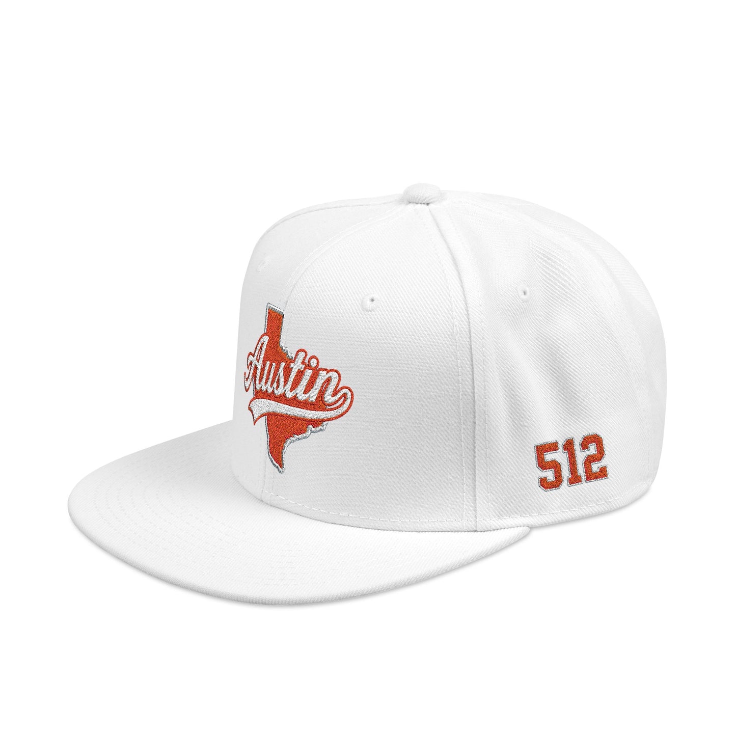 Texas Outline Snapback Hat with Orange 512 Embroidery — Austin Pride Baseball Cap
