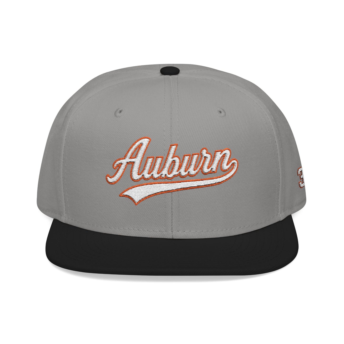 Auburn white script embroidered snapback hat with 334 side stitch – 318 Supply Co.