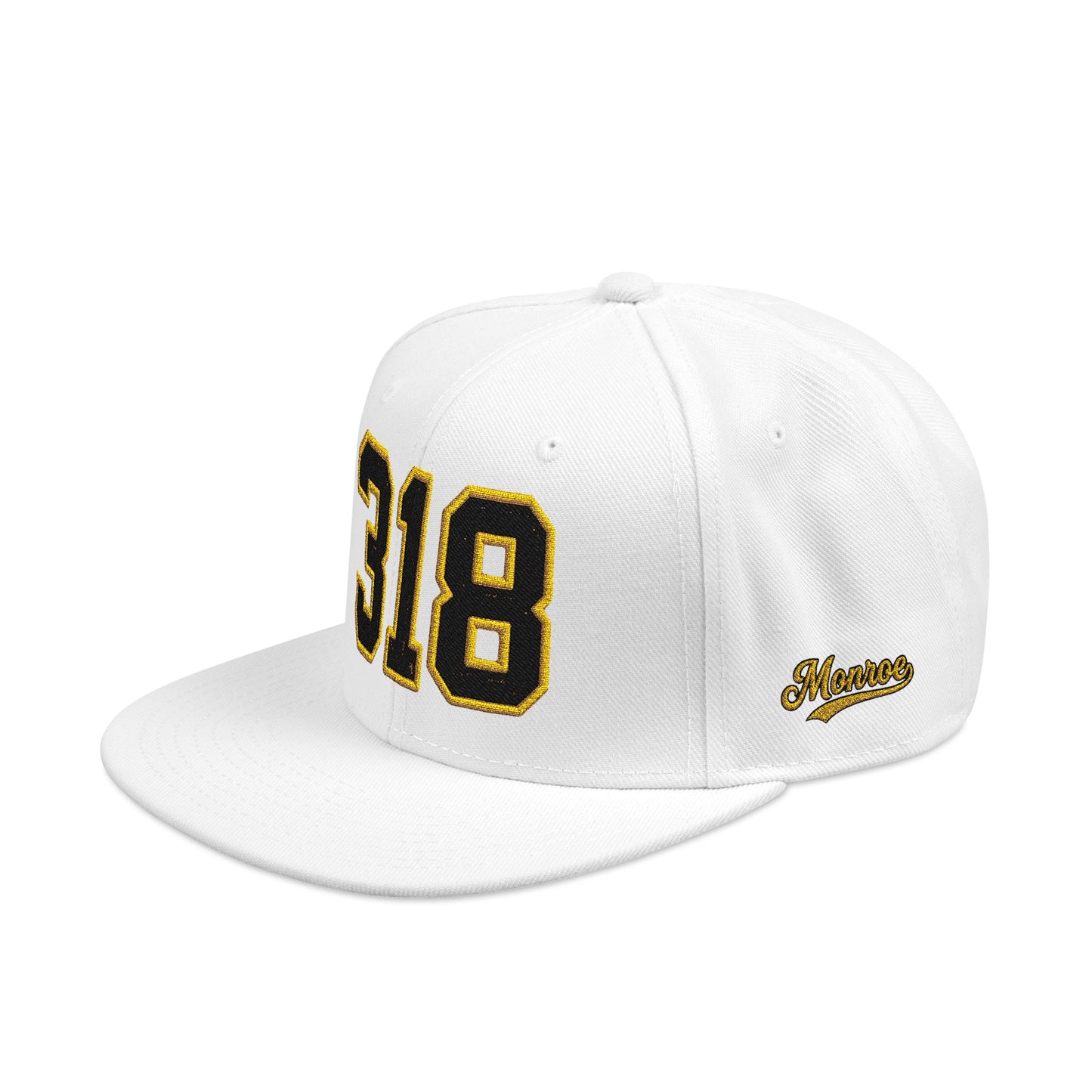 318 Black & Gold Embroidered Snapback Hat — Vintage Varsity Number Cap