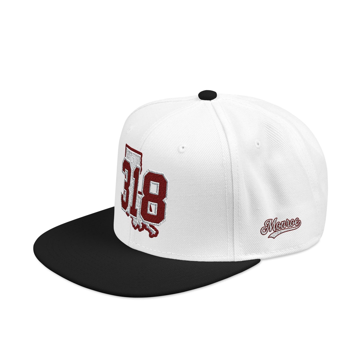 Louisiana Snapback Hat — White Embroidered State Outline Cap