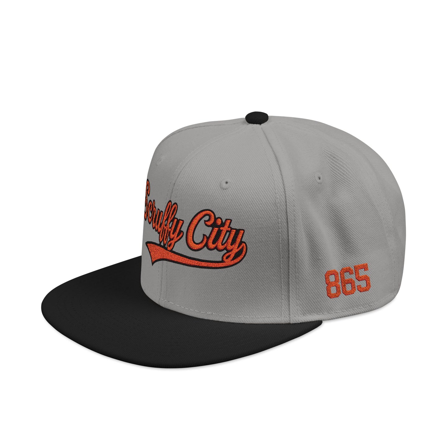 Embroidered 'Scruffy City' Orange Script with 865 Side Patch