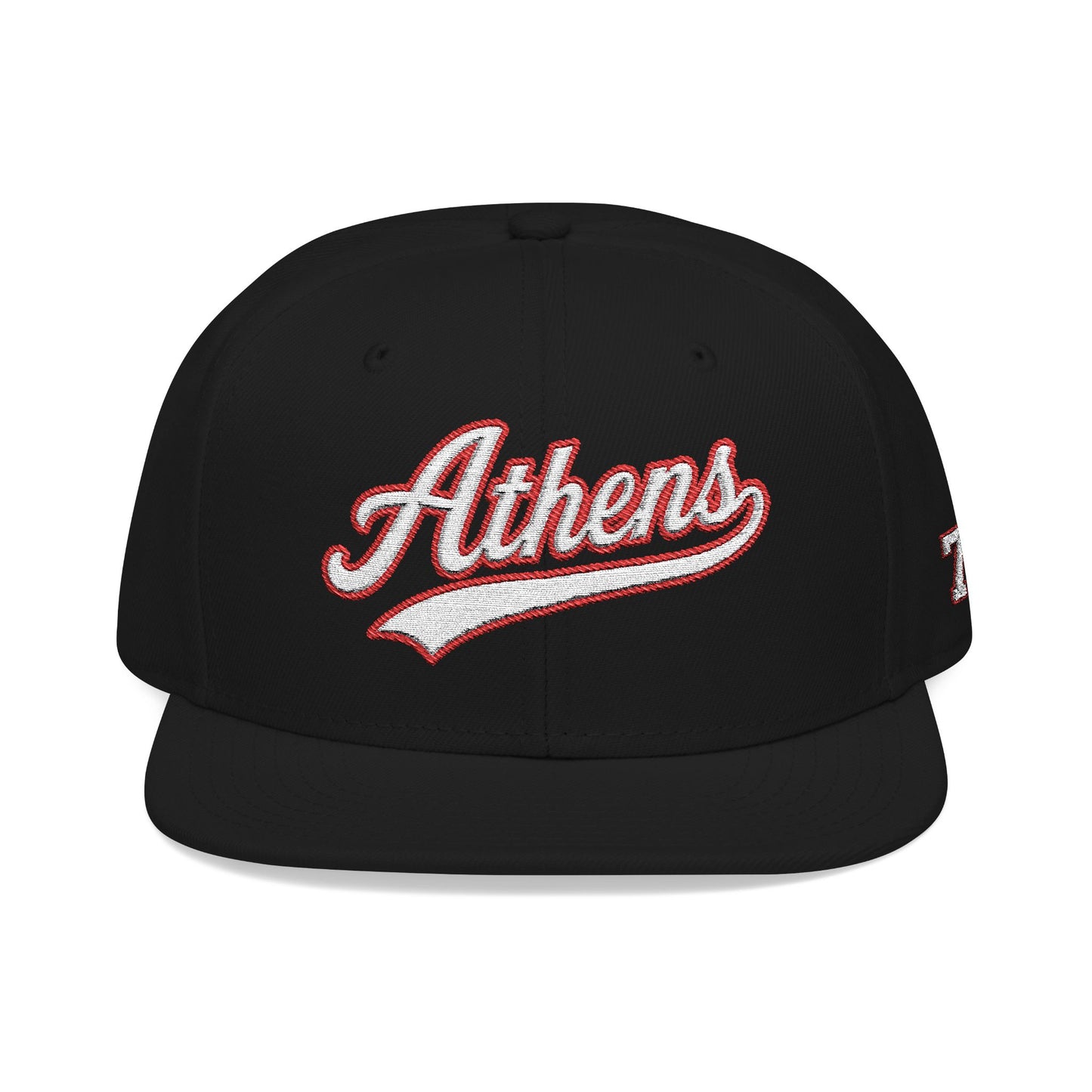 Athens white script embroidered snapback hat with 706 side stitch – 318 Supply Co.