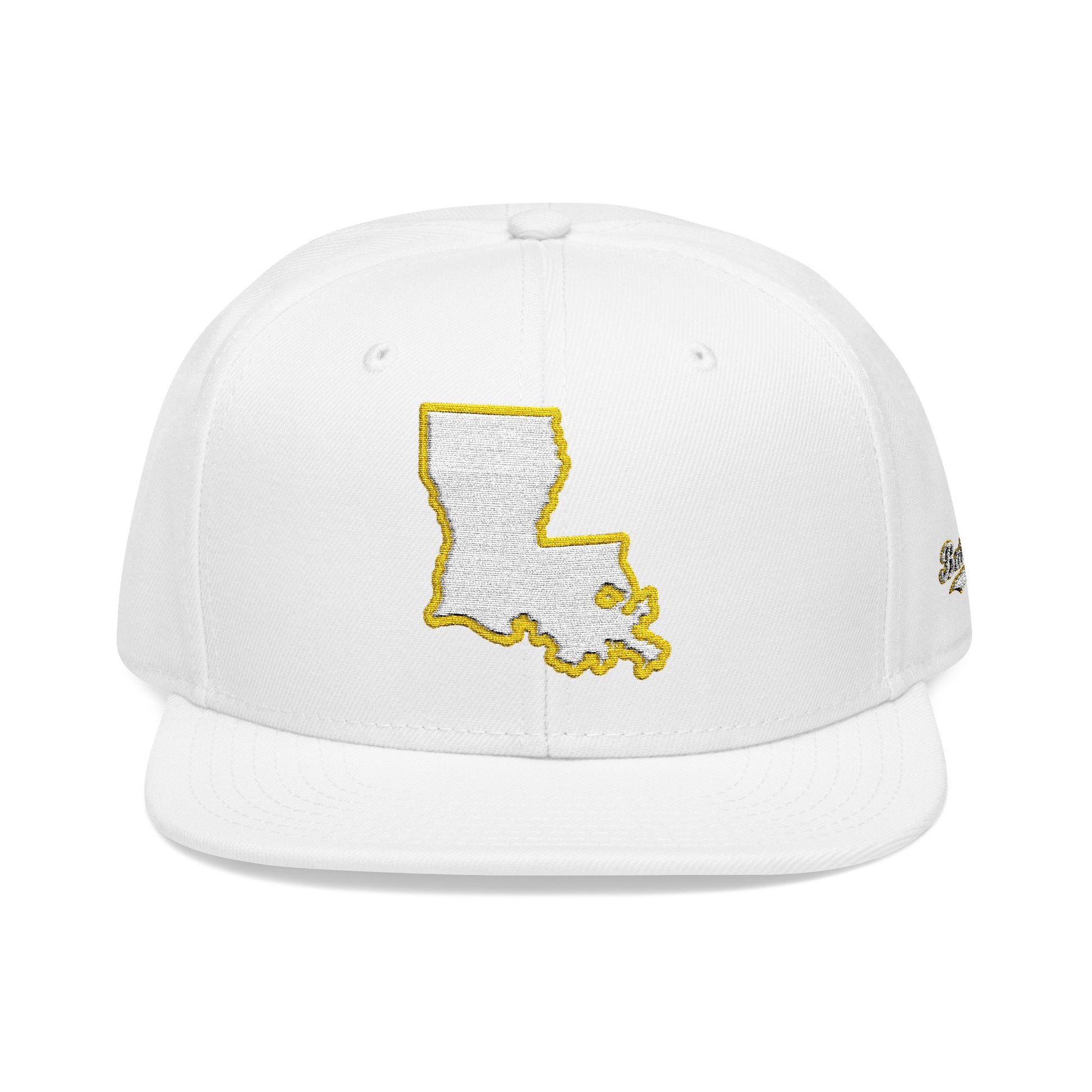 Louisiana state outline white embroidered snapback hat – 318 Supply Co.