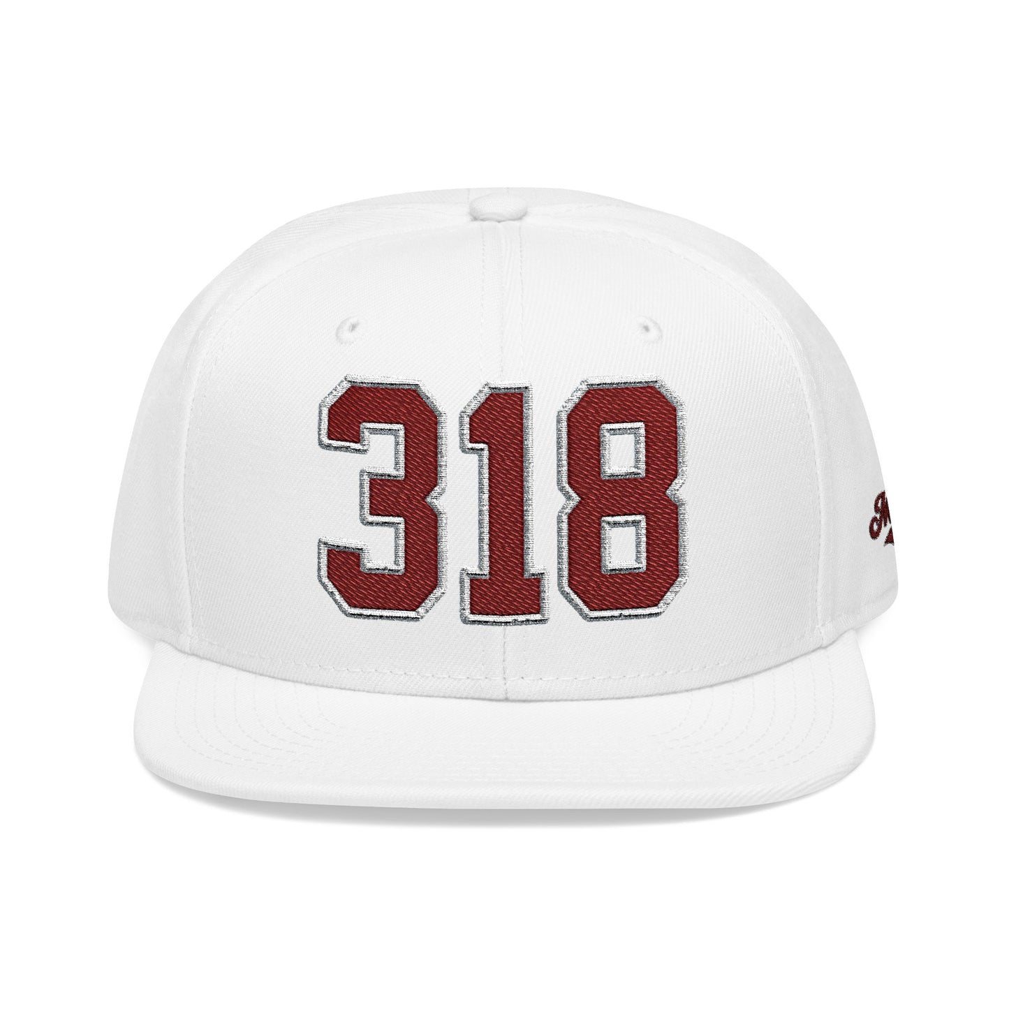 318 Maroon Embroidered Snapback Hat — Vintage Varsity Number Cap