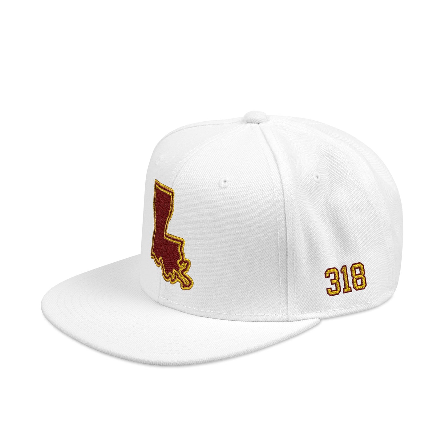 Louisiana Snapback Hat — Maroon & Gold Embroidered State Outline Cap