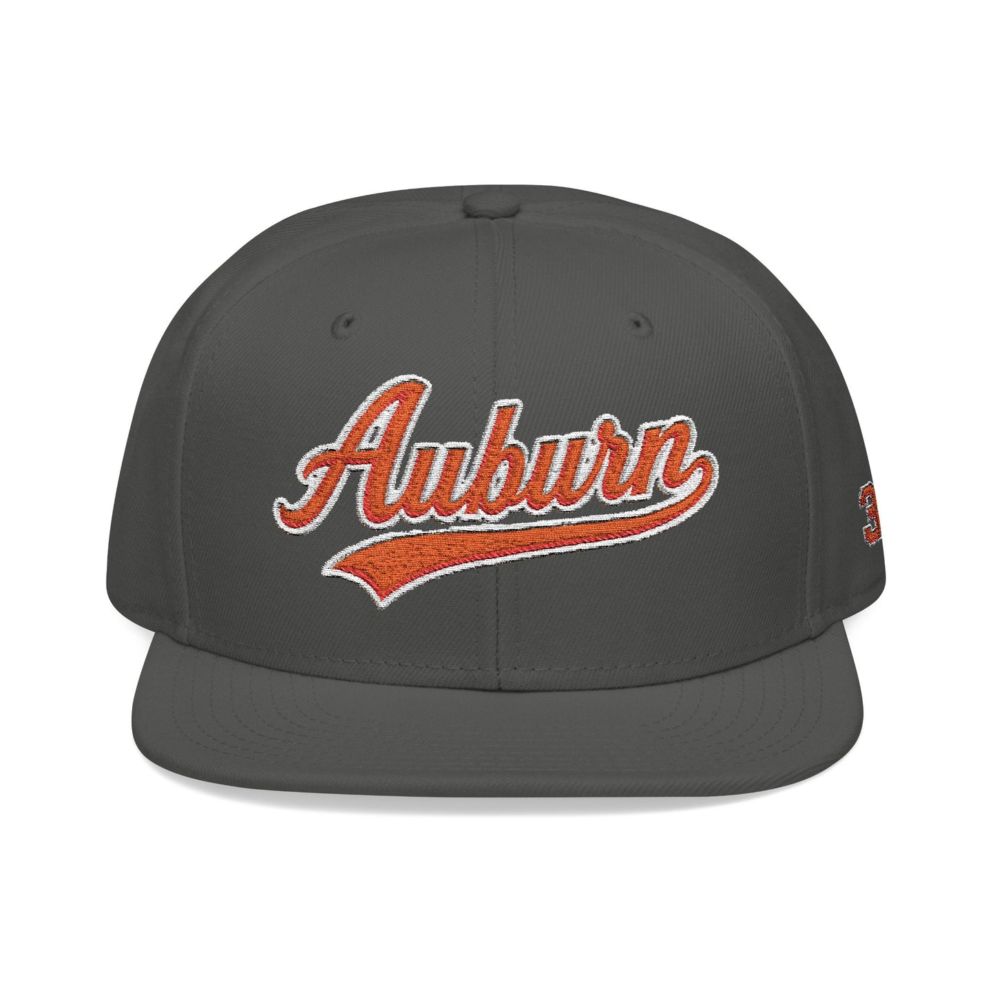 Gray cap with 'Auburn' embroidered on it against a white background