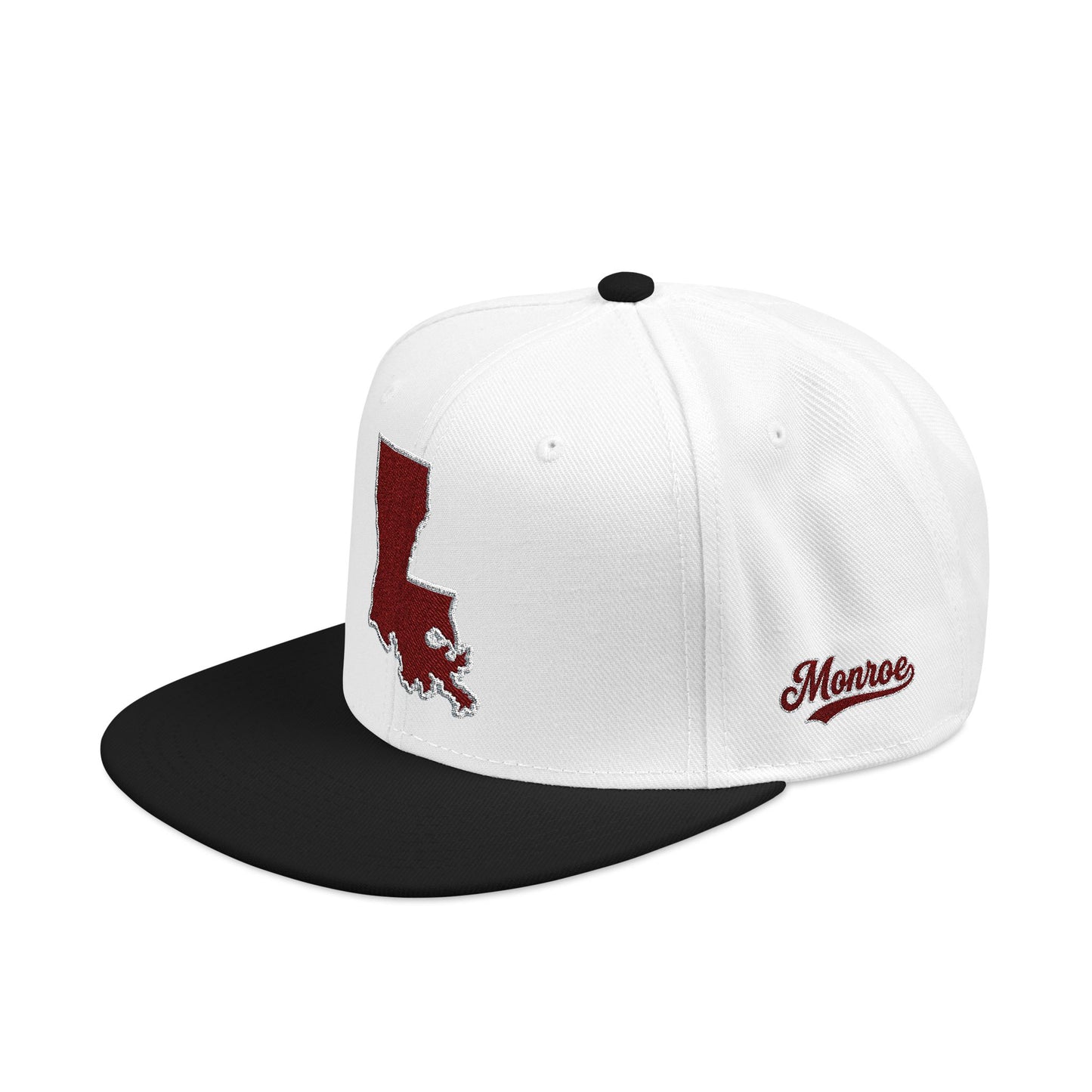 Louisiana Snapback Hat — Maroon Embroidered State Outline Cap