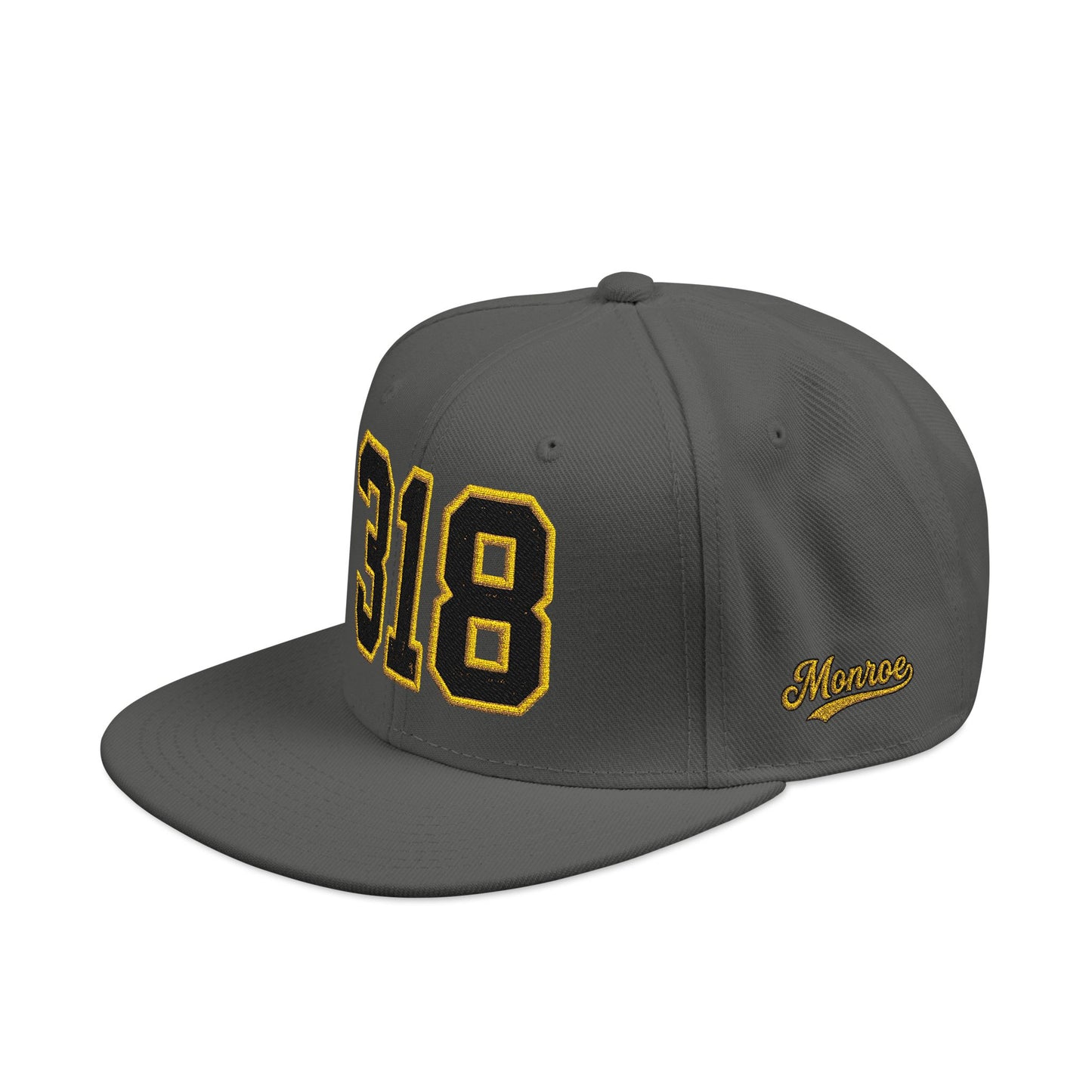 318 Black & Gold Embroidered Snapback Hat — Vintage Varsity Number Cap