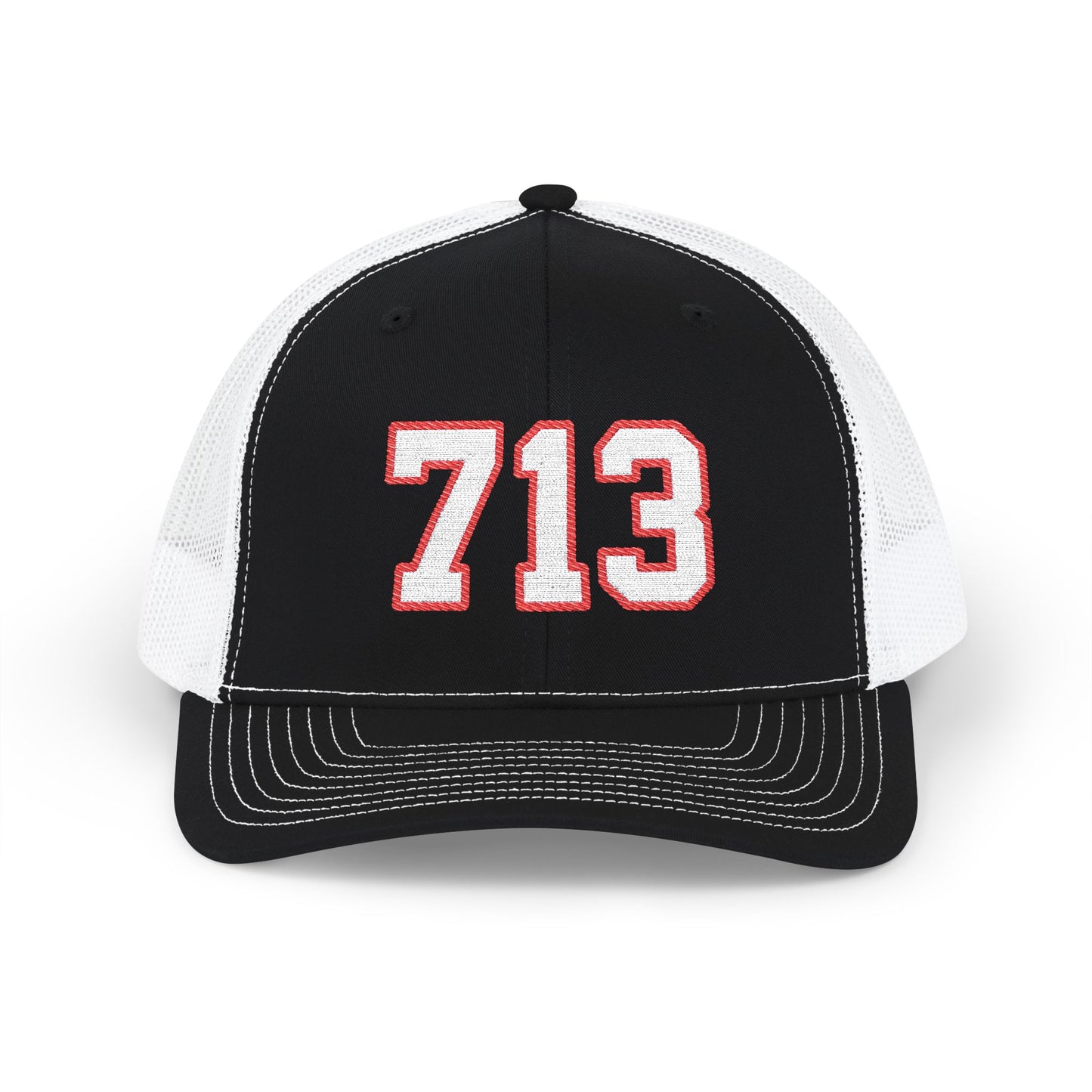 713 white embroidered mesh trucker snapback hat – 318 Supply Co.