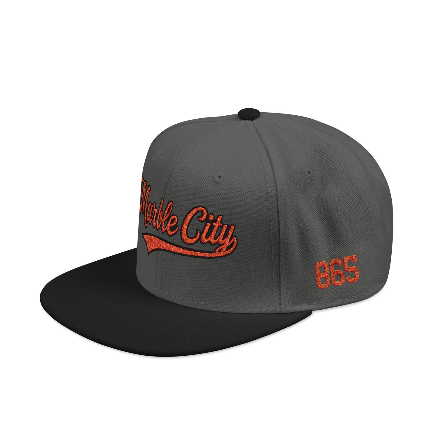 Embroidered 'Marble City' Orange Script with 865 Side Patch