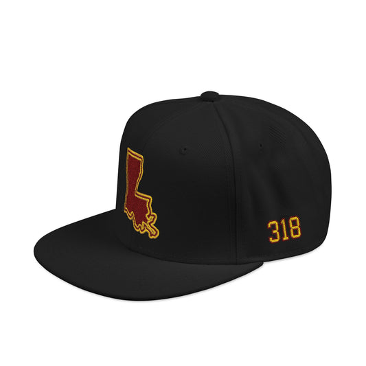 Louisiana Snapback Hat — Maroon & Gold Embroidered State Outline Cap
