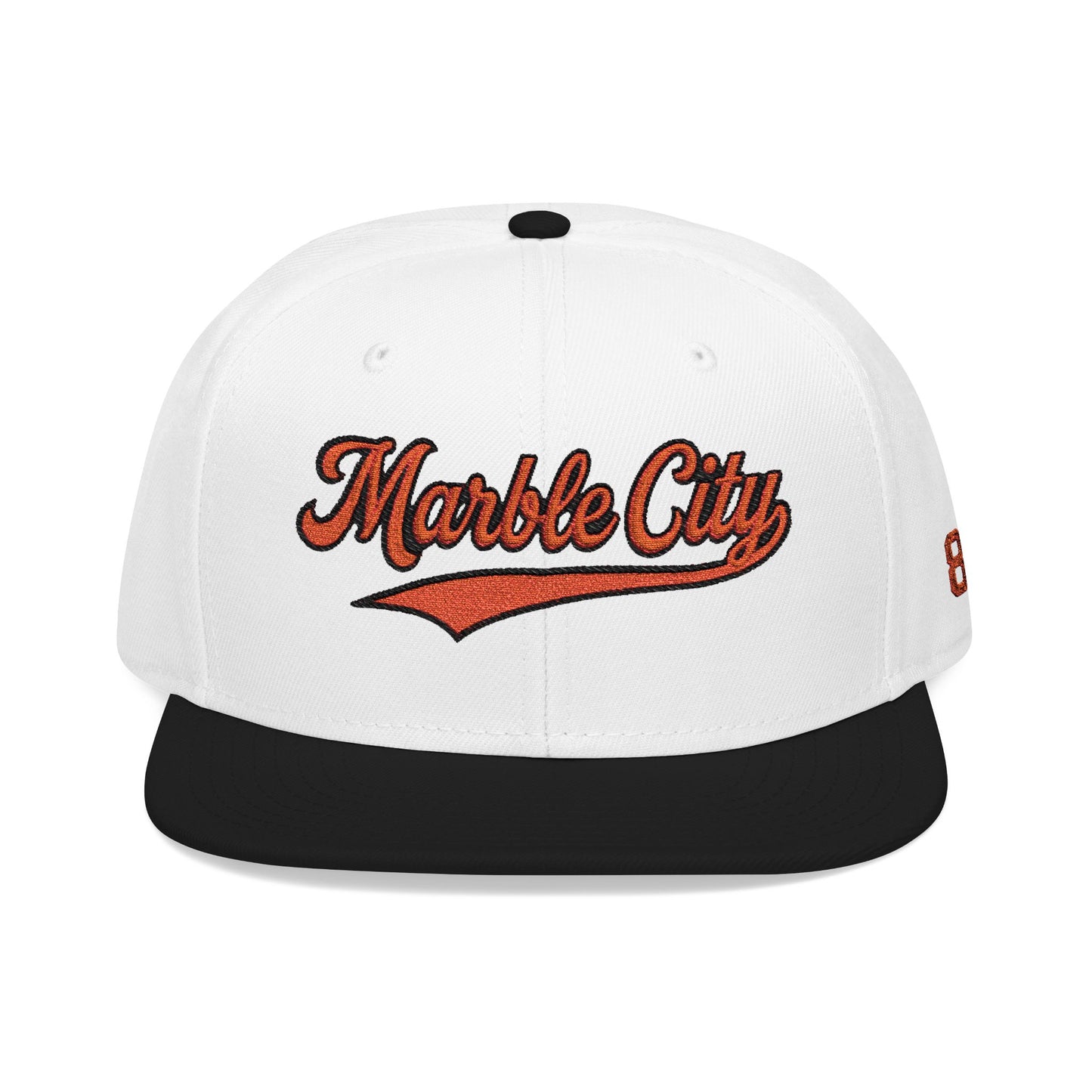 Embroidered 'Marble City' Orange Script with 865 Side Patch