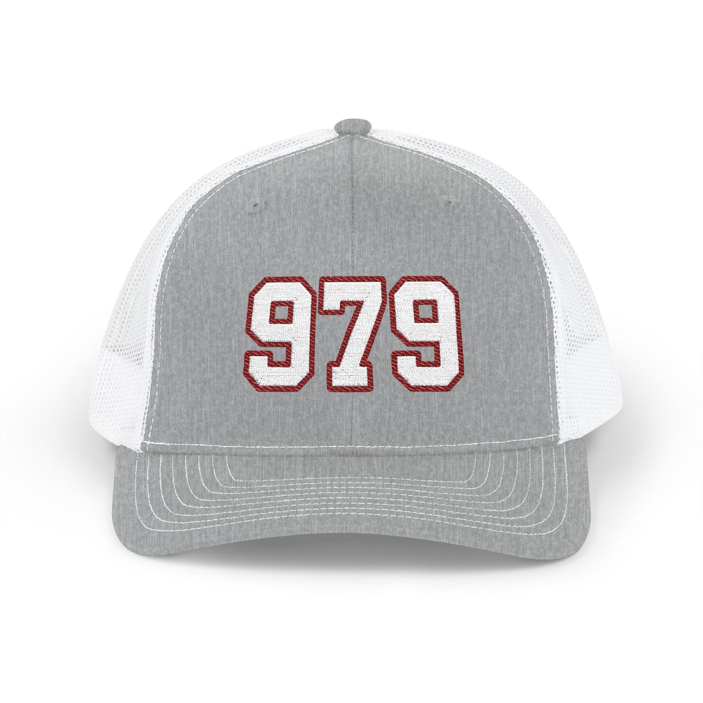 979 white embroidered mesh trucker snapback hat – 318 Supply Co.
