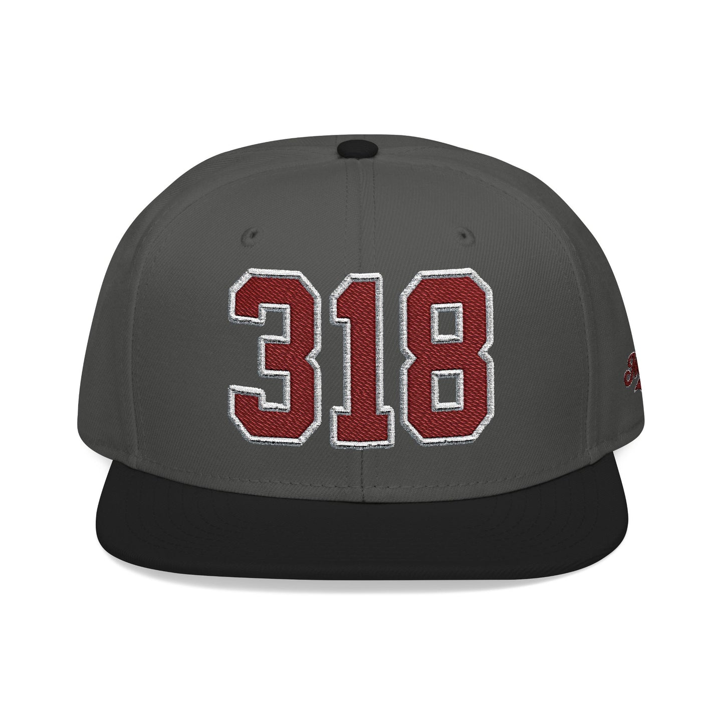 318 Maroon Embroidered Snapback Hat — Vintage Varsity Number Cap