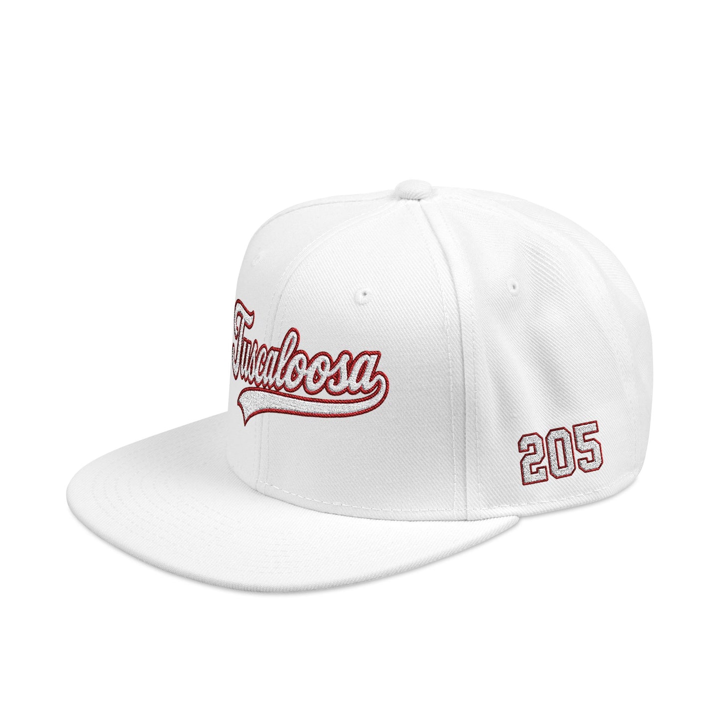 Tuscaloosa white script embroidered snapback hat with 205 side stitch – 318 Supply Co.