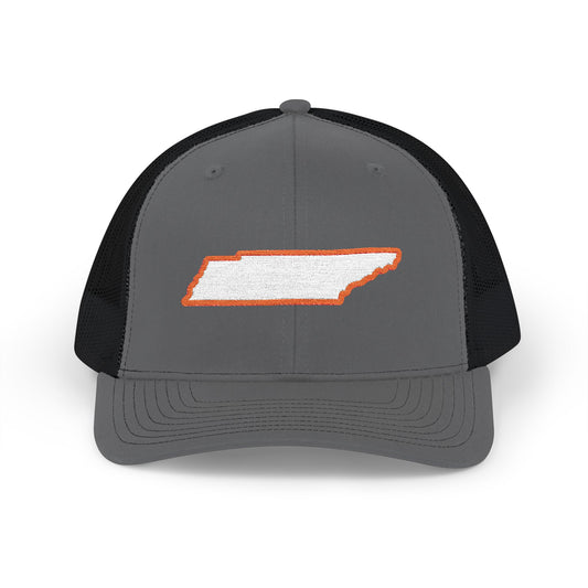 Tennessee outline distressed trucker cap white embroidered – 318 Supply Co.