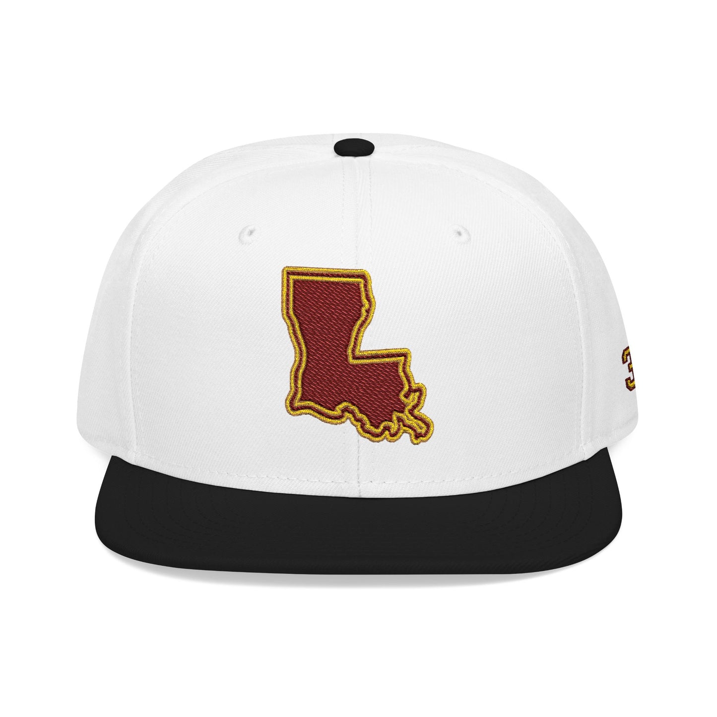 Louisiana Snapback Hat — Maroon & Gold Embroidered State Outline Cap