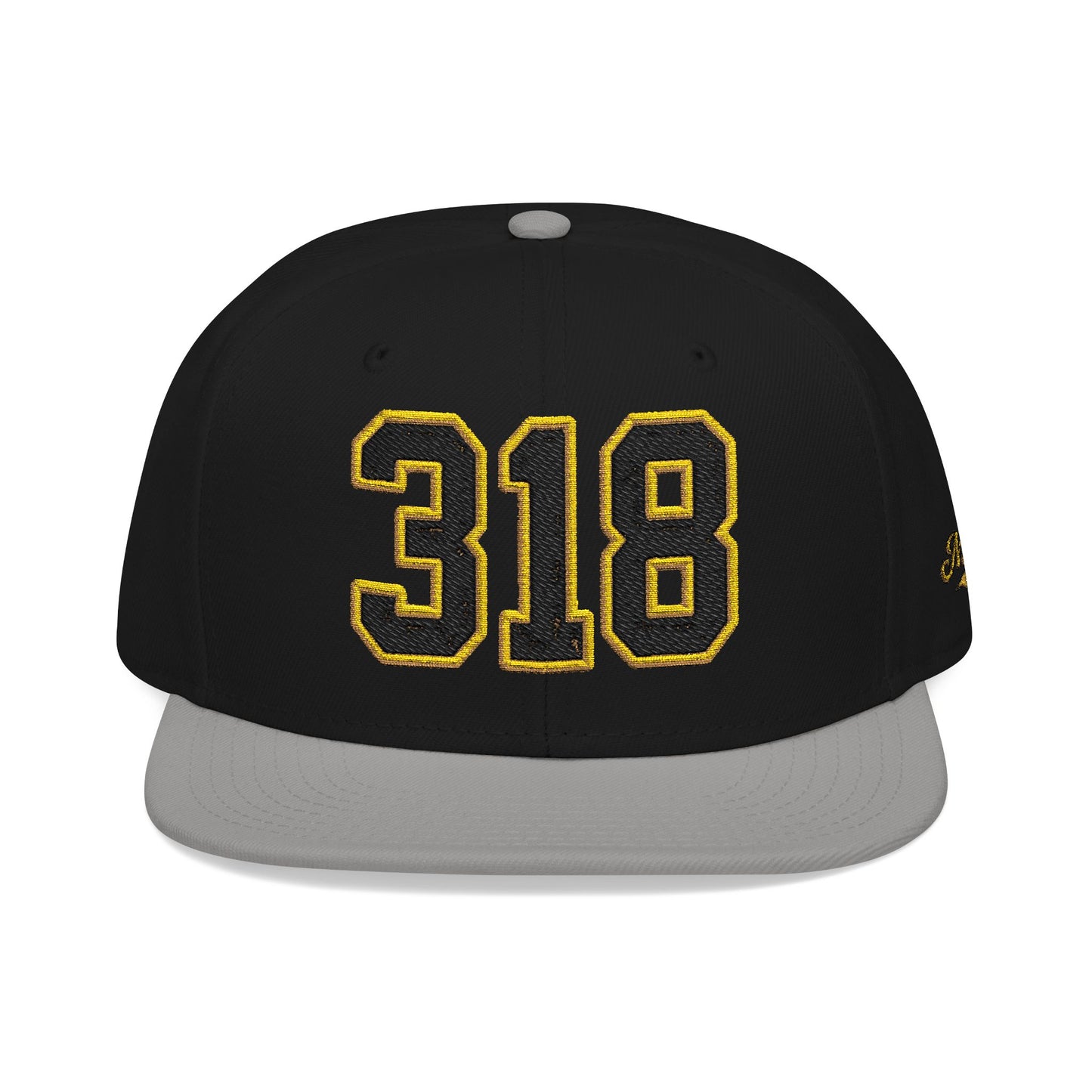 318 Black & Gold Embroidered Snapback Hat — Vintage Varsity Number Cap