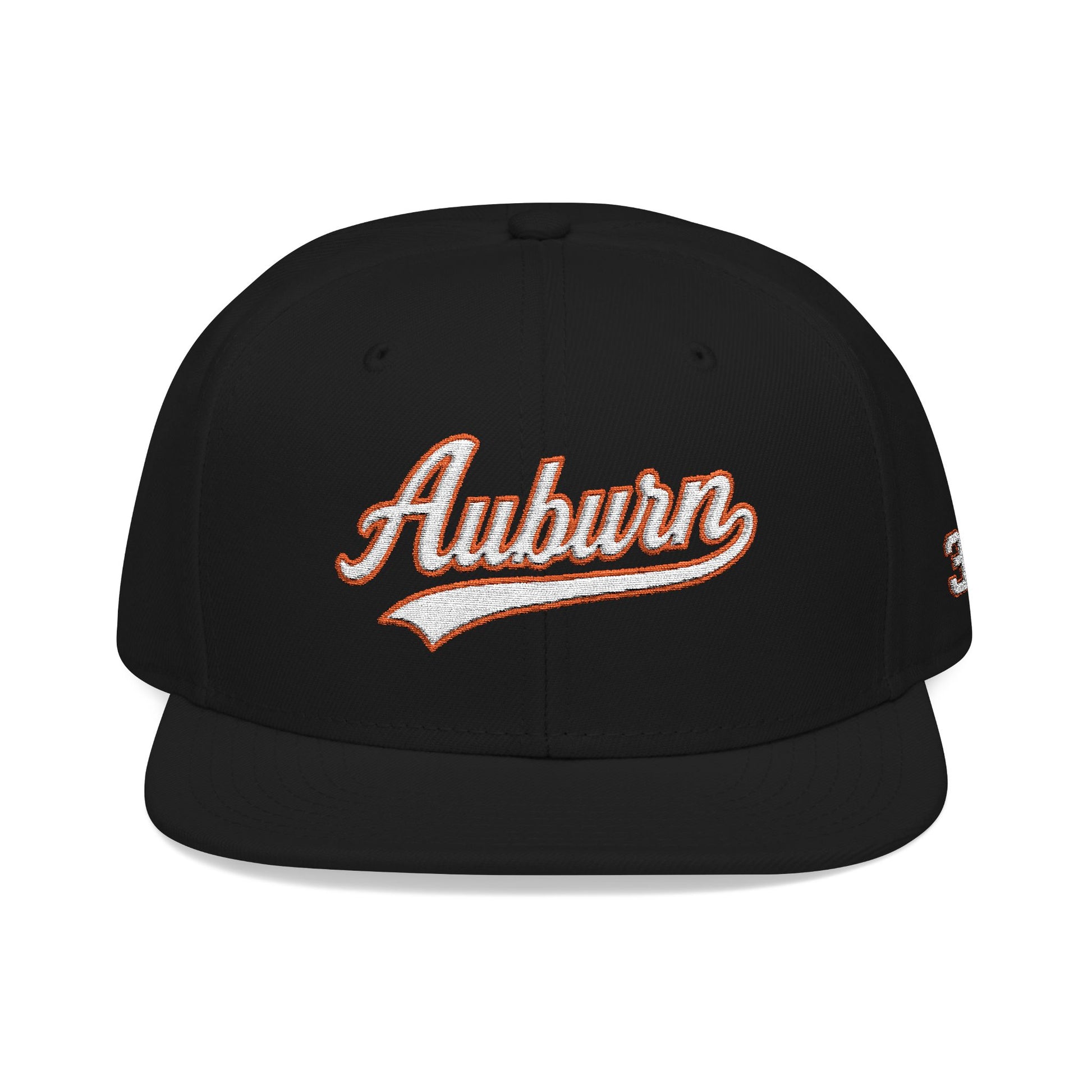 Auburn white script embroidered snapback hat with 334 side stitch – 318 Supply Co.