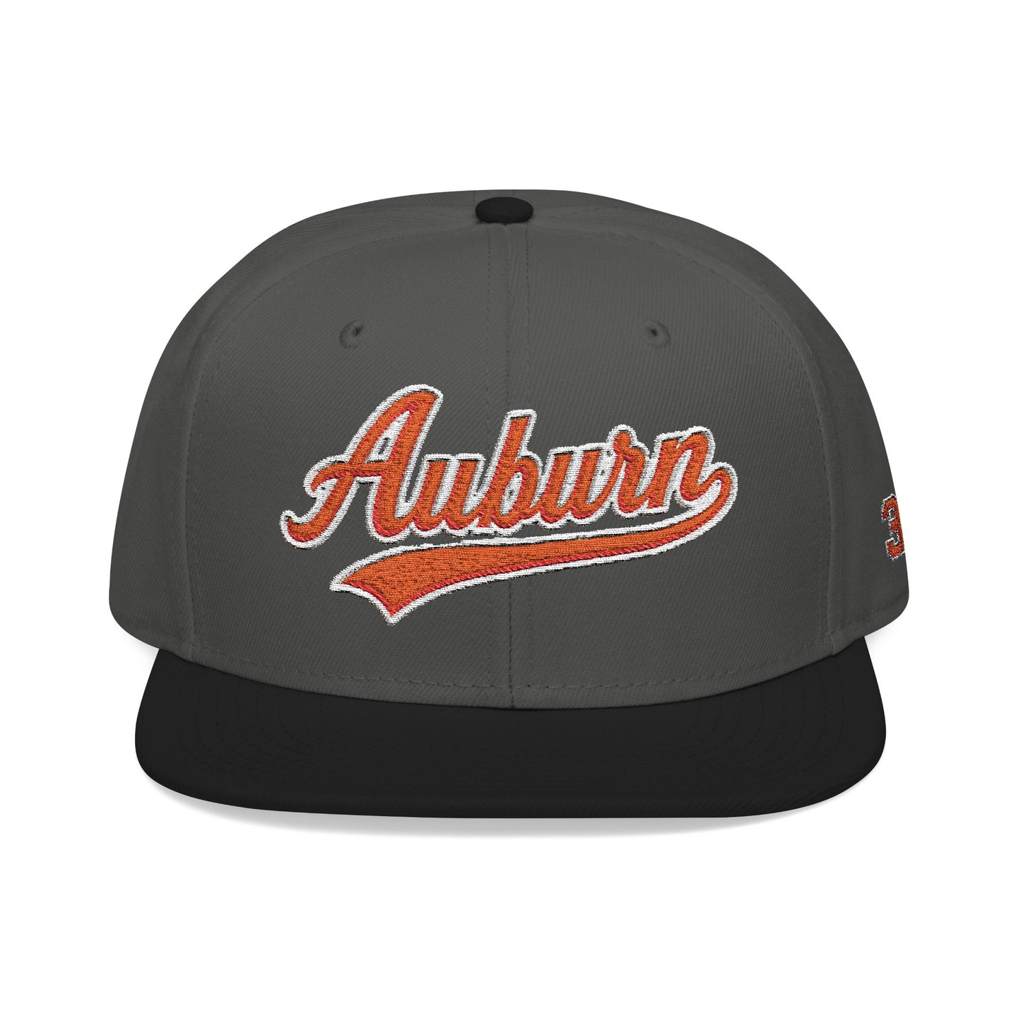 Gray and black cap with 'Auburn' text on a white background