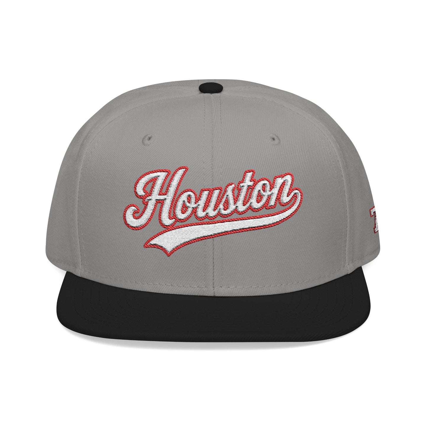 Houston white script embroidered snapback hat with 713 side stitch – 318 Supply Co.