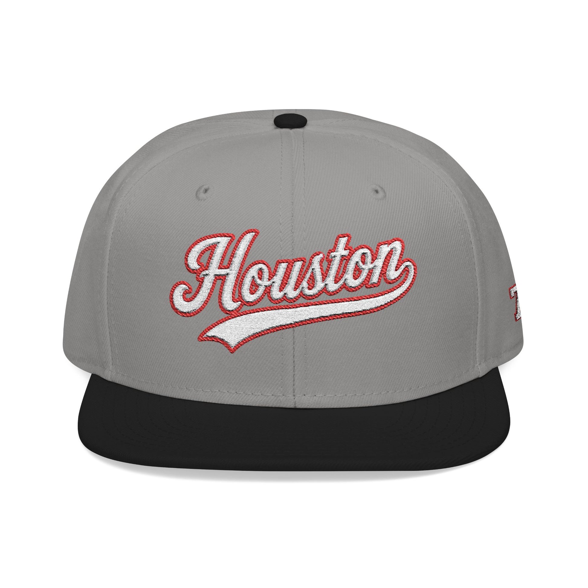 Houston white script embroidered snapback hat with 713 side stitch – 318 Supply Co.