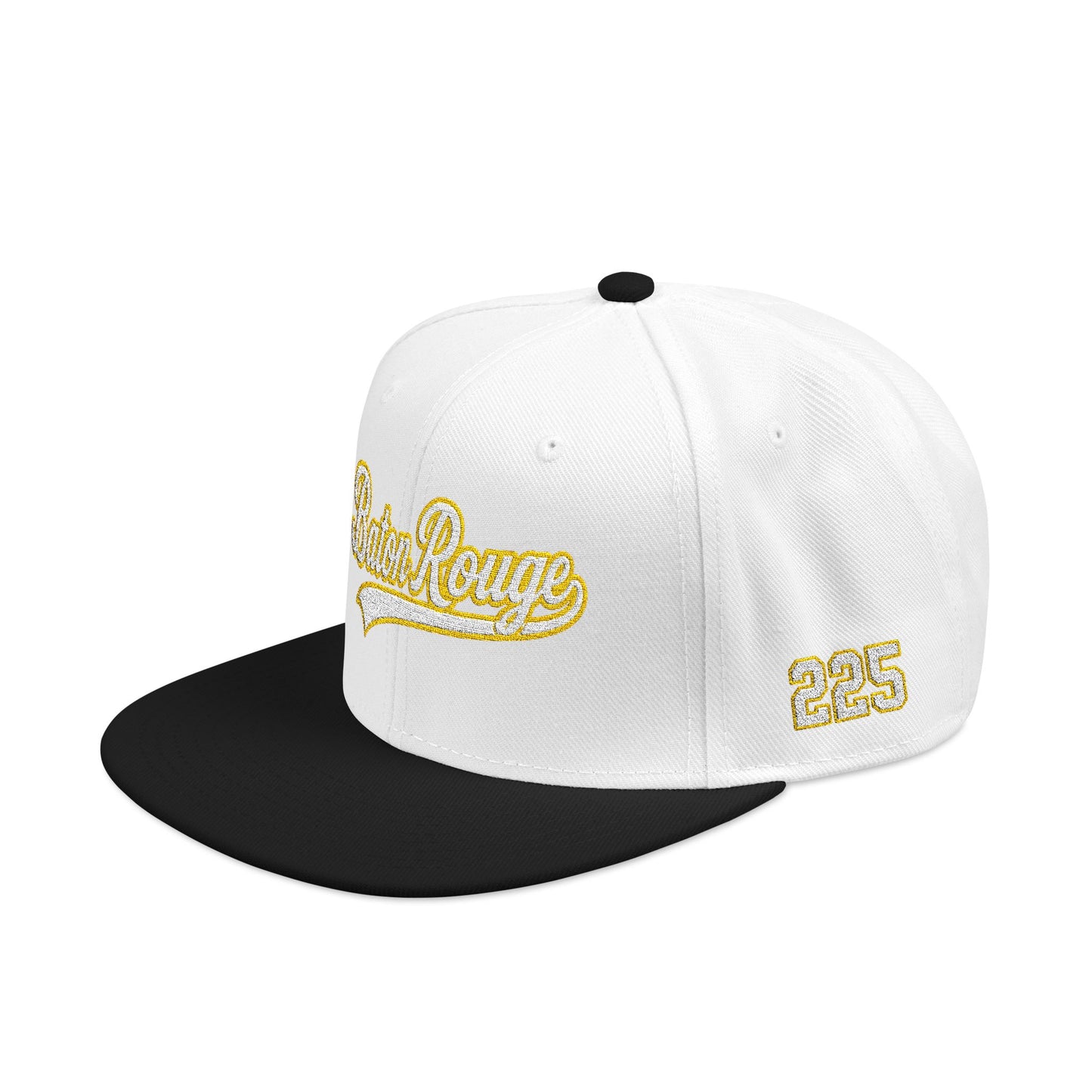 Baton Rouge white script embroidered snapback hat with 225 side stitch – 318 Supply Co.