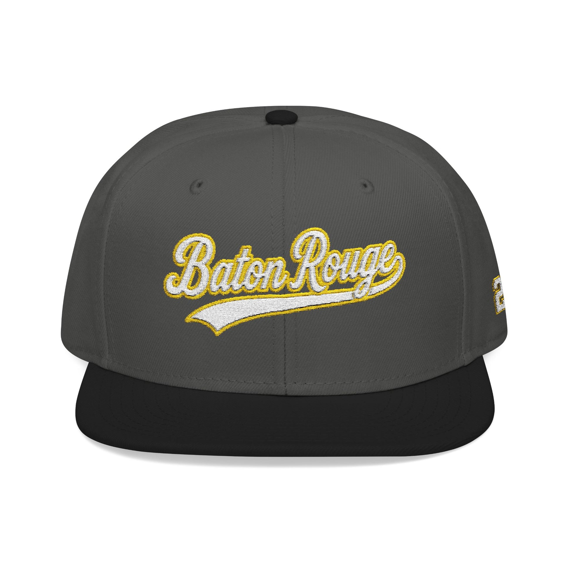 Baton Rouge white script embroidered snapback hat with 225 side stitch – 318 Supply Co.