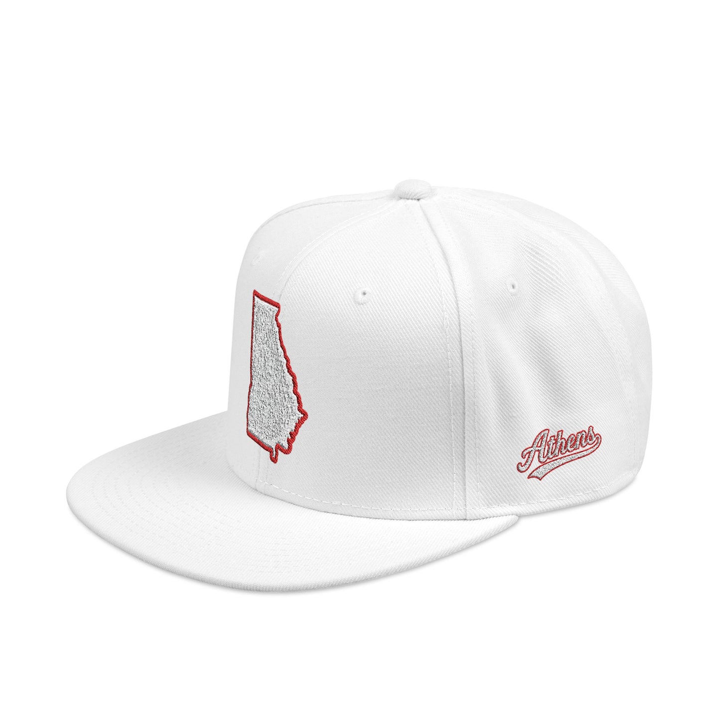 Georgia state outline white embroidered snapback hat – 318 Supply Co.