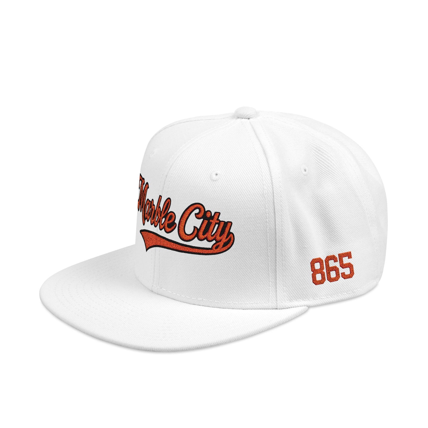 Embroidered 'Marble City' Orange Script with 865 Side Patch