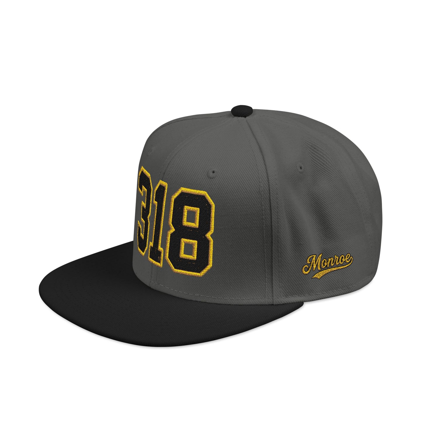318 Black & Gold Embroidered Snapback Hat — Vintage Varsity Number Cap
