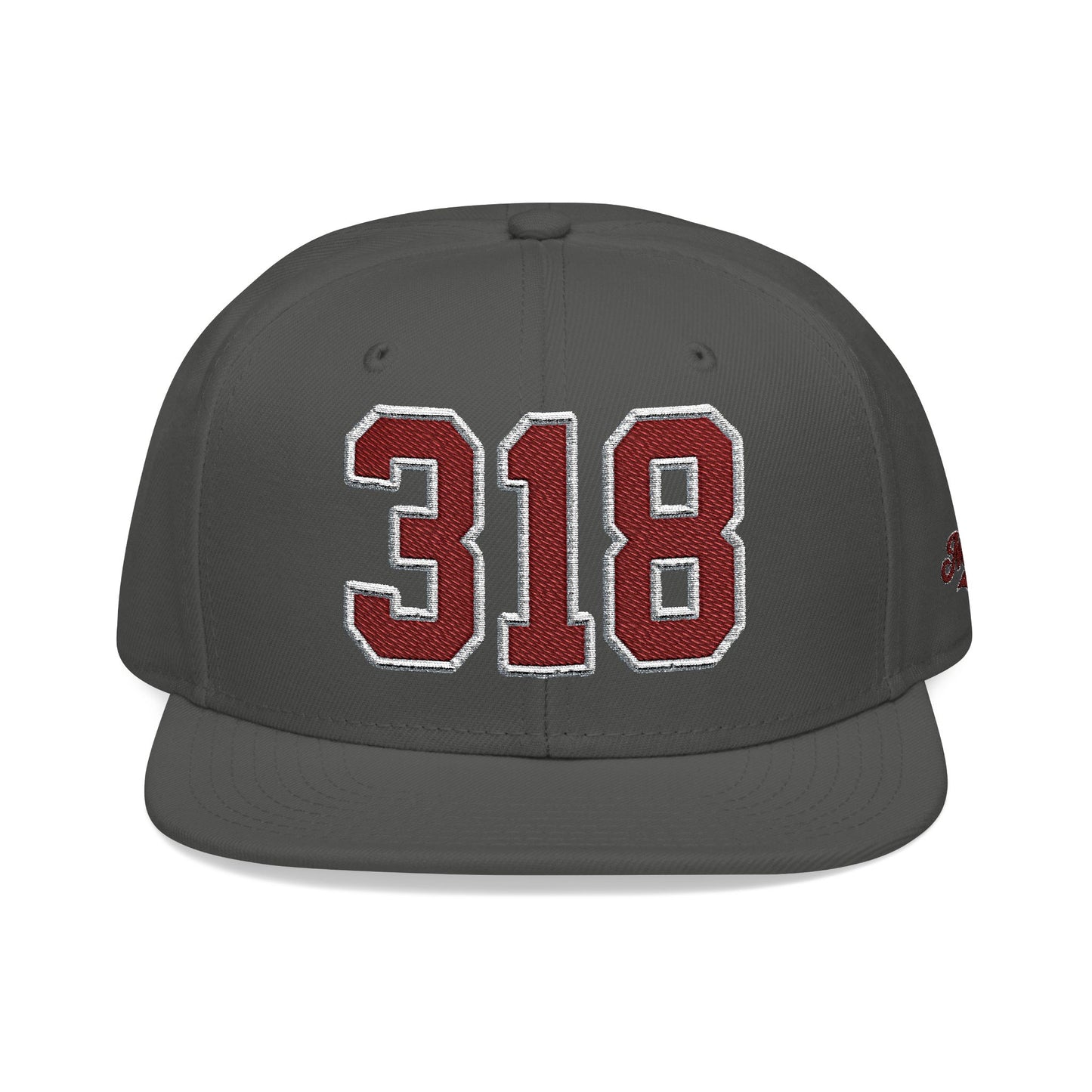 318 Maroon Embroidered Snapback Hat — Vintage Varsity Number Cap
