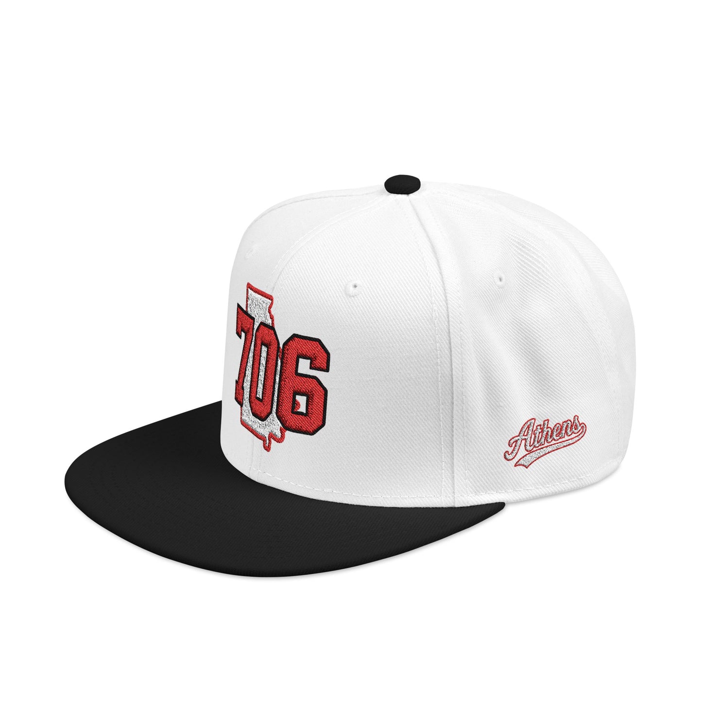 Georgia Snapback Hat — White Embroidered State Outline Cap