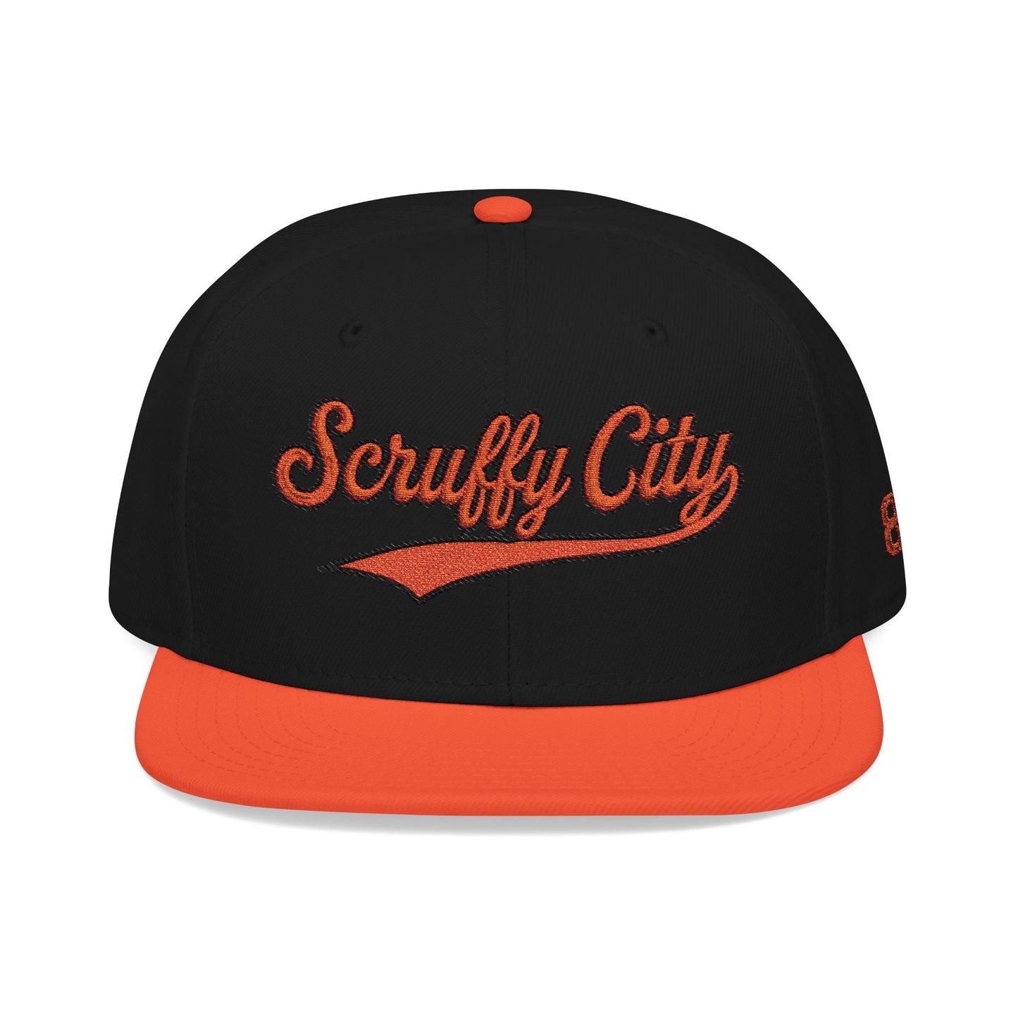 Embroidered 'Scruffy City' Orange Script with 865 Side Patch