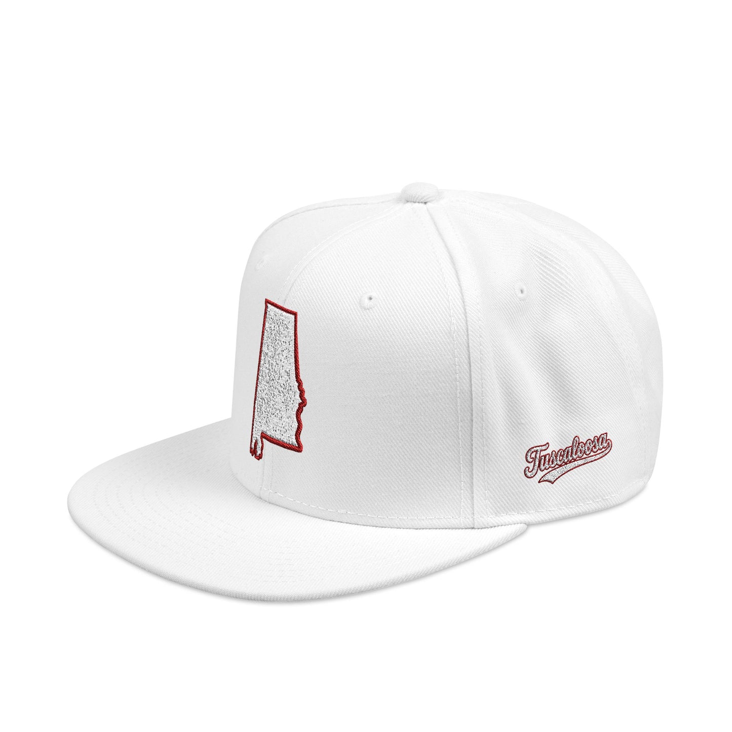 Alabama state outline white embroidered snapback hat – 318 Supply Co.