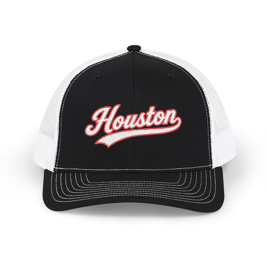 Houston white script retro embroidered trucker cap – 318 Supply Co.