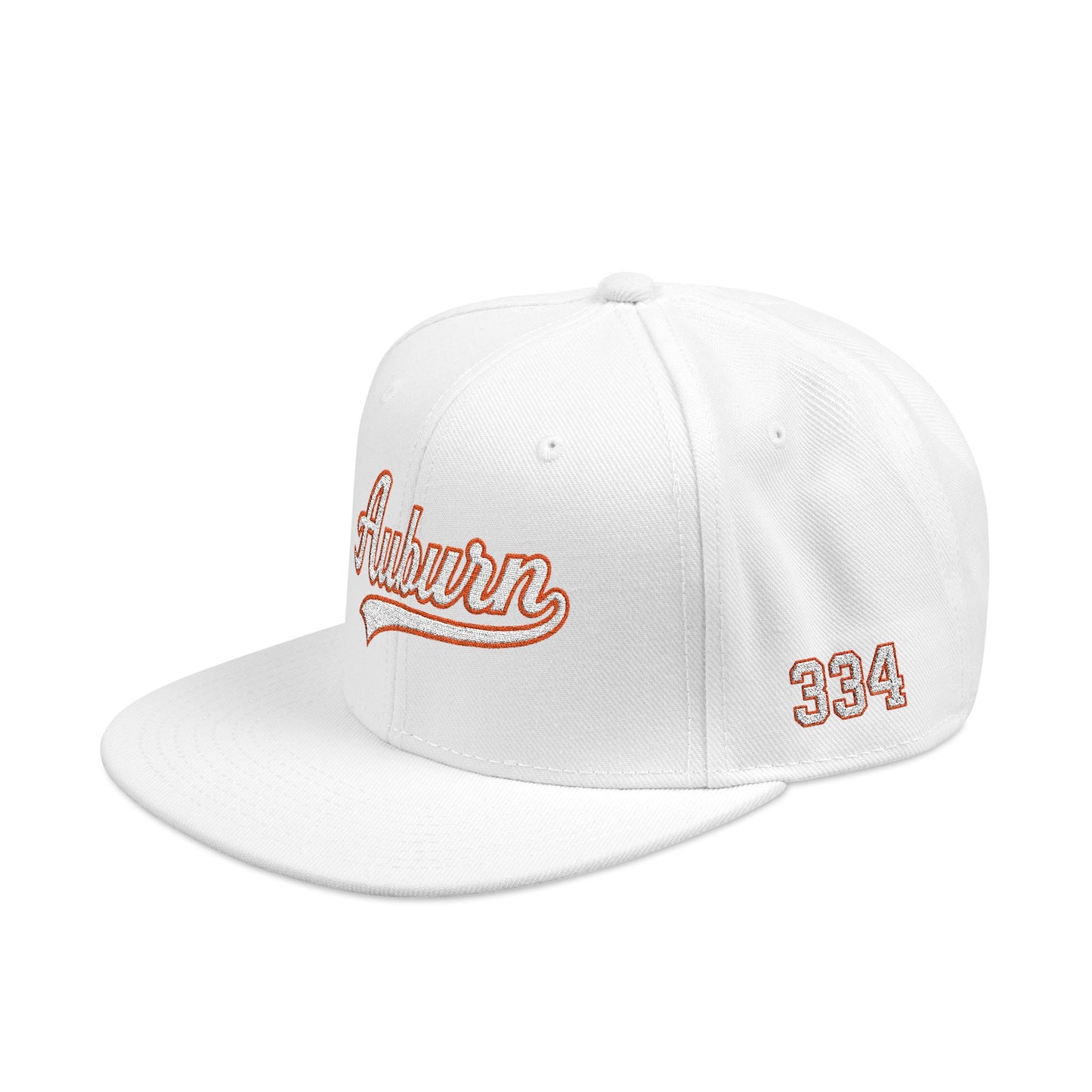 Auburn white script embroidered snapback hat with 334 side stitch – 318 Supply Co.