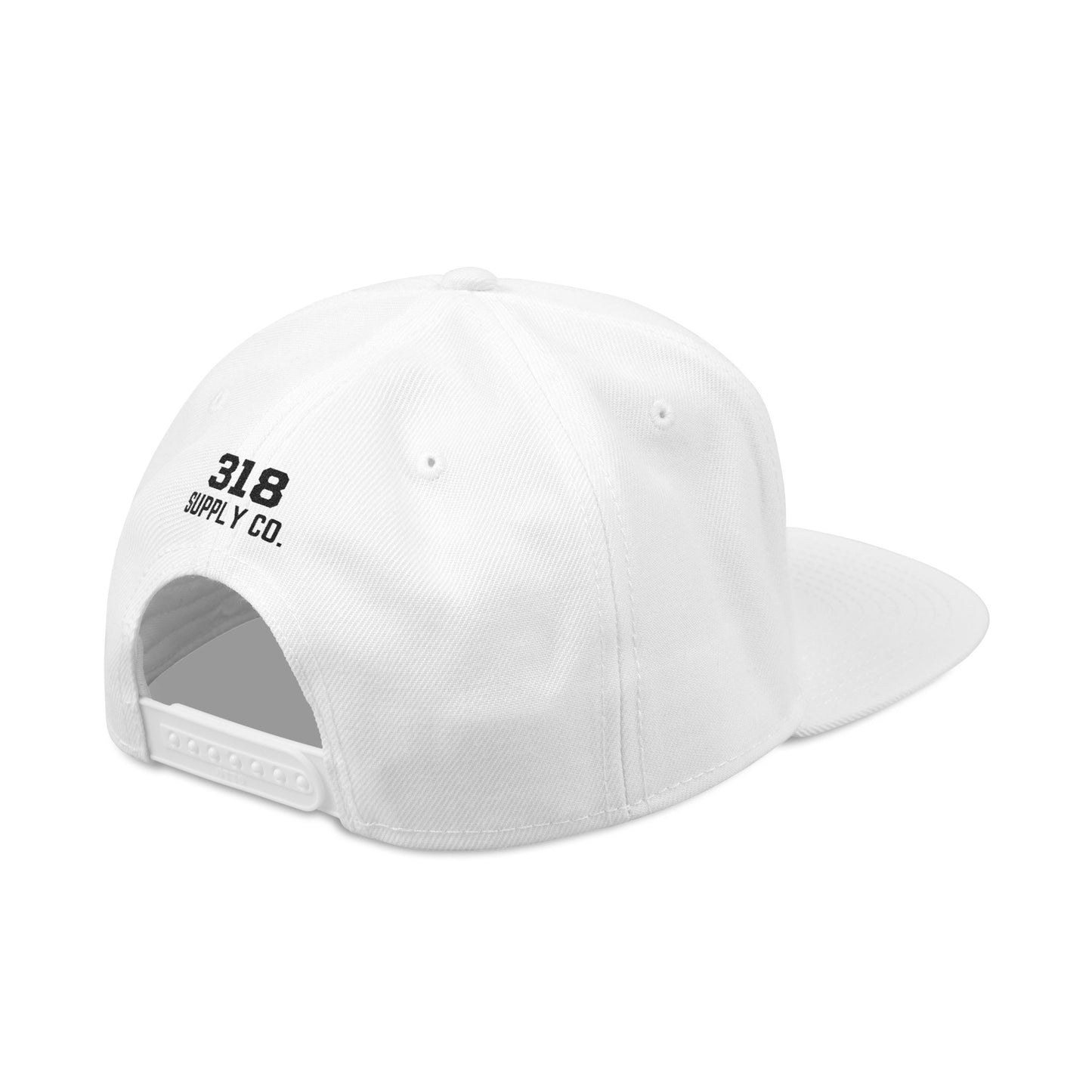 White cap with a logo on a white background