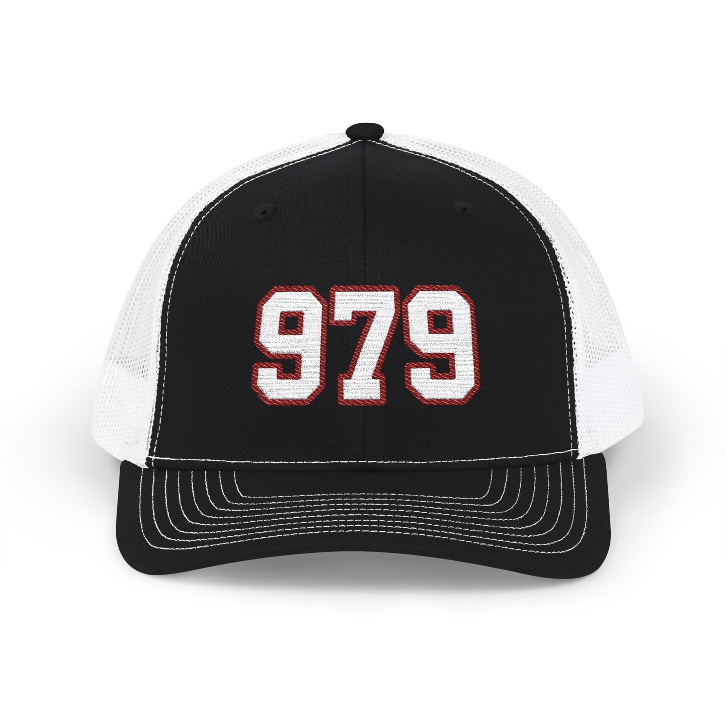 979 white embroidered mesh trucker snapback hat – 318 Supply Co.