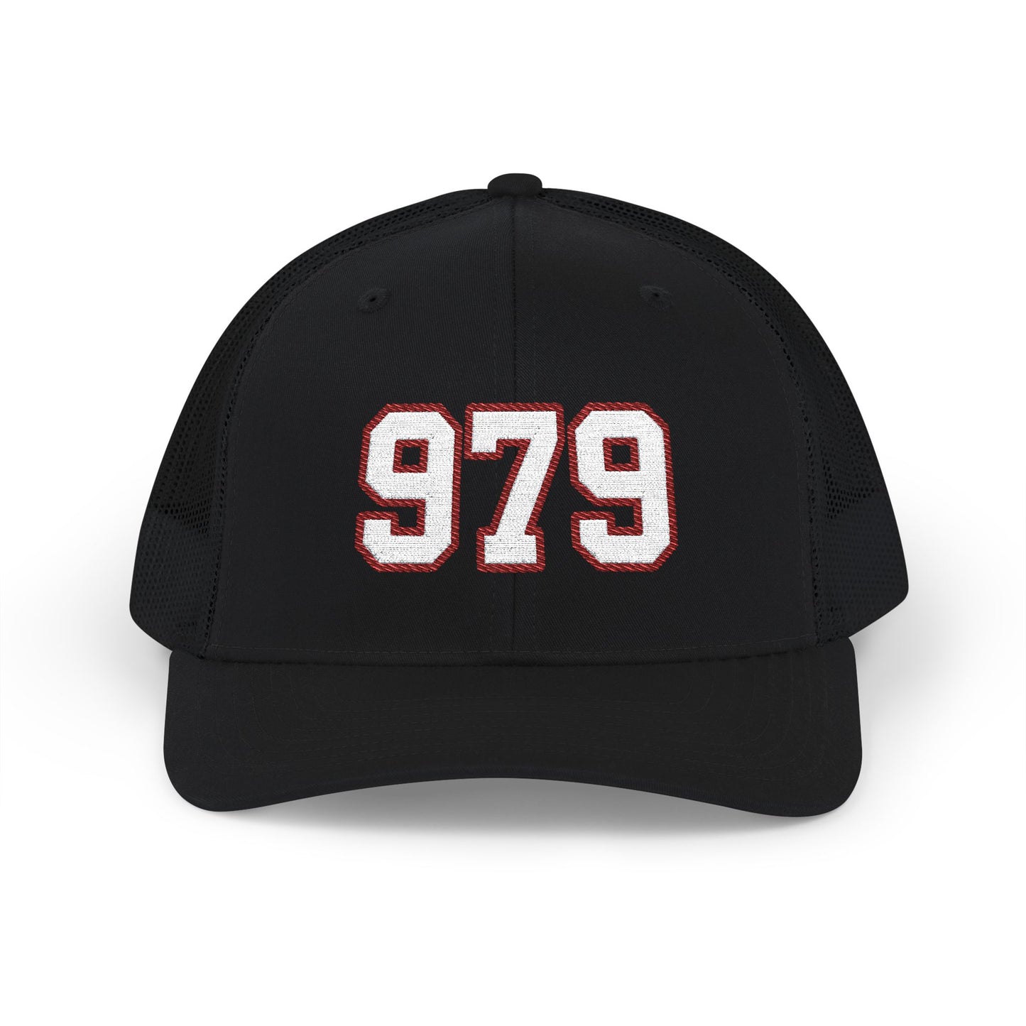 979 white embroidered mesh trucker snapback hat – 318 Supply Co.