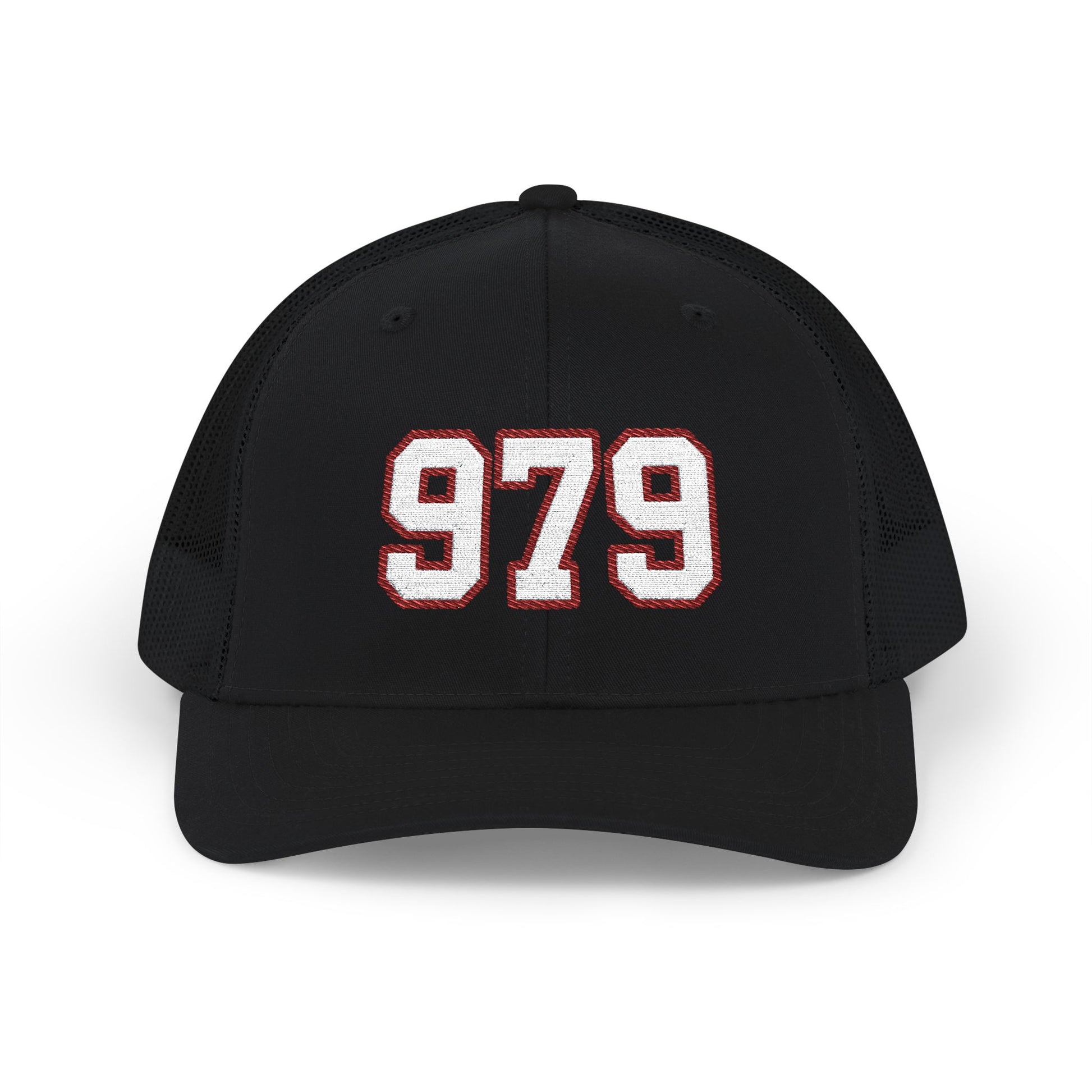 979 white embroidered mesh trucker snapback hat – 318 Supply Co.