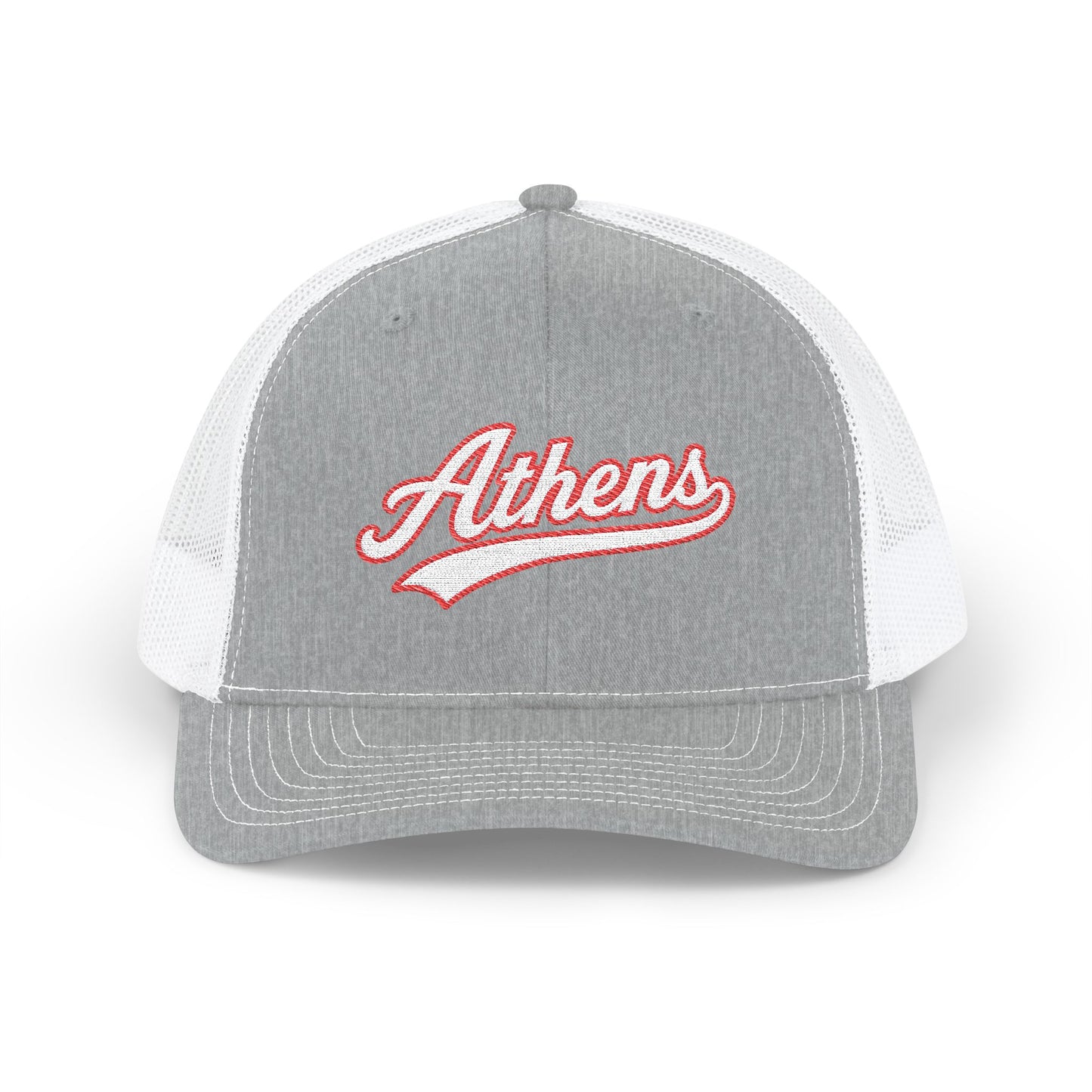Athens white script retro embroidered trucker cap – 318 Supply Co.
