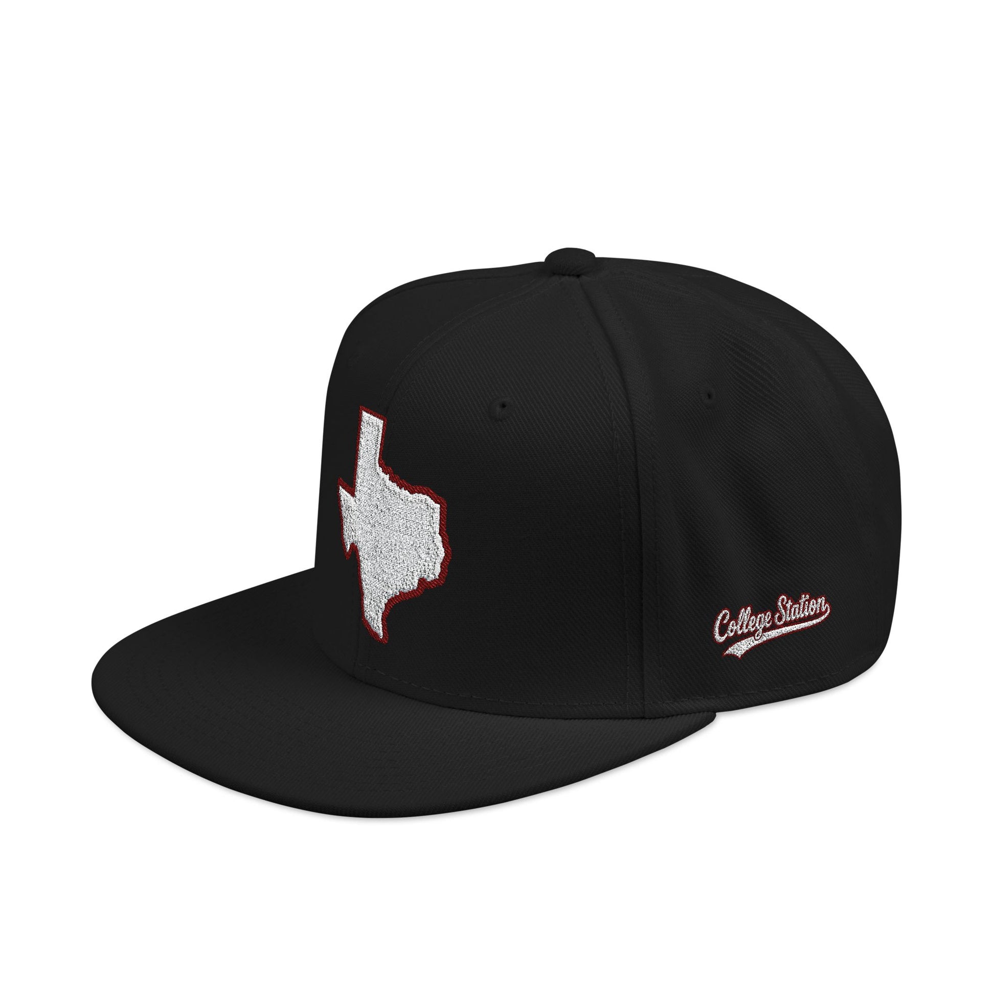 Texas state outline white embroidered snapback hat – 318 Supply Co.