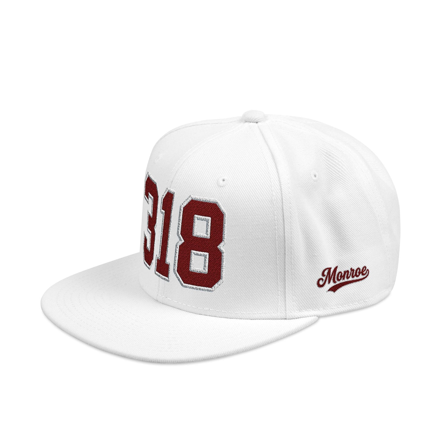 318 Maroon Embroidered Snapback Hat — Vintage Varsity Number Cap