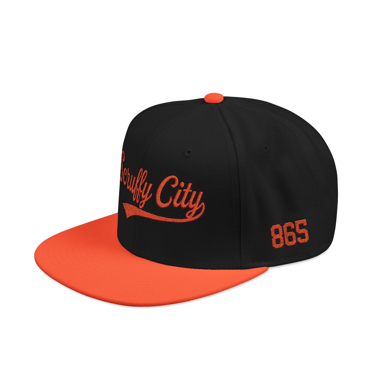 Embroidered 'Scruffy City' Orange Script with 865 Side Patch