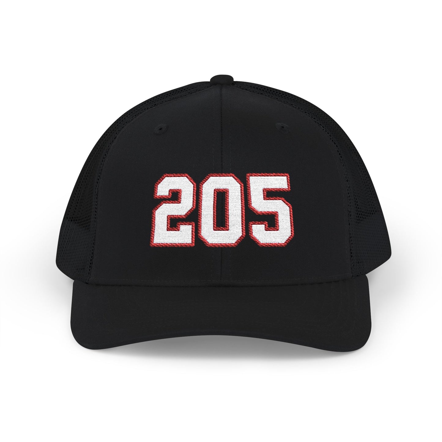 205 white embroidered mesh trucker snapback hat – 318 Supply Co.